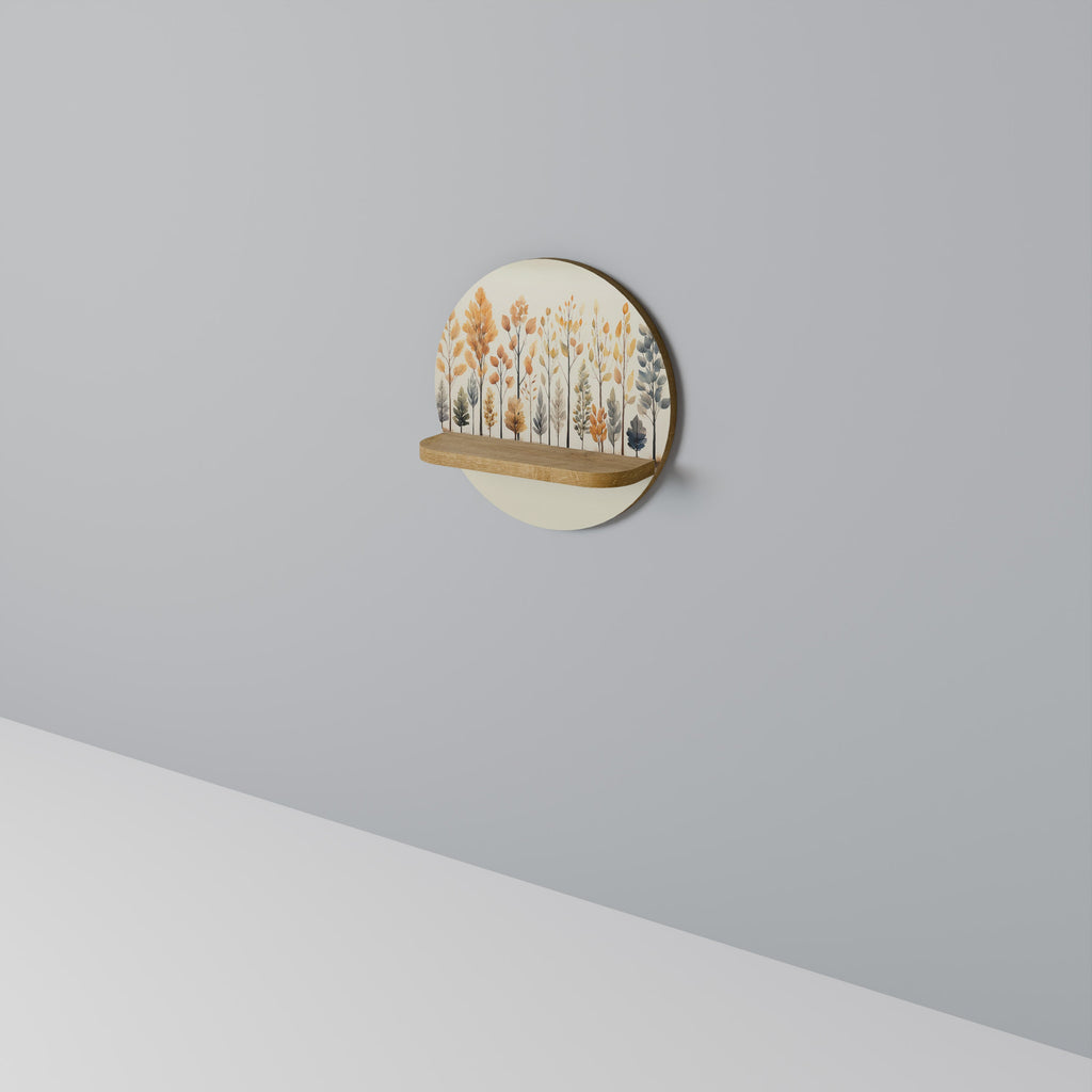 AUTUMN FOREST Round Art Shelf In Oak Effect