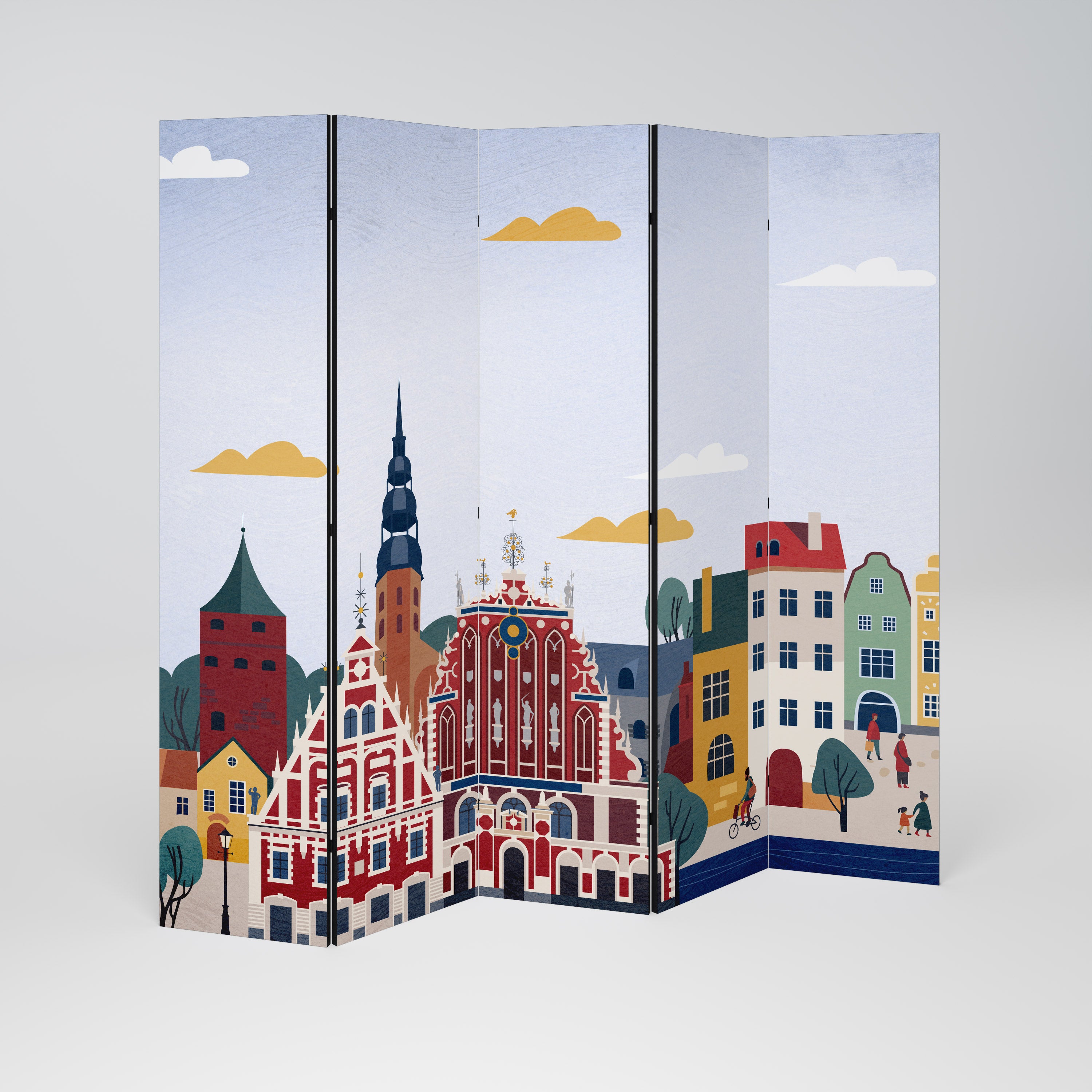 MEMORY OF RIGA 5-Panel Room Divider