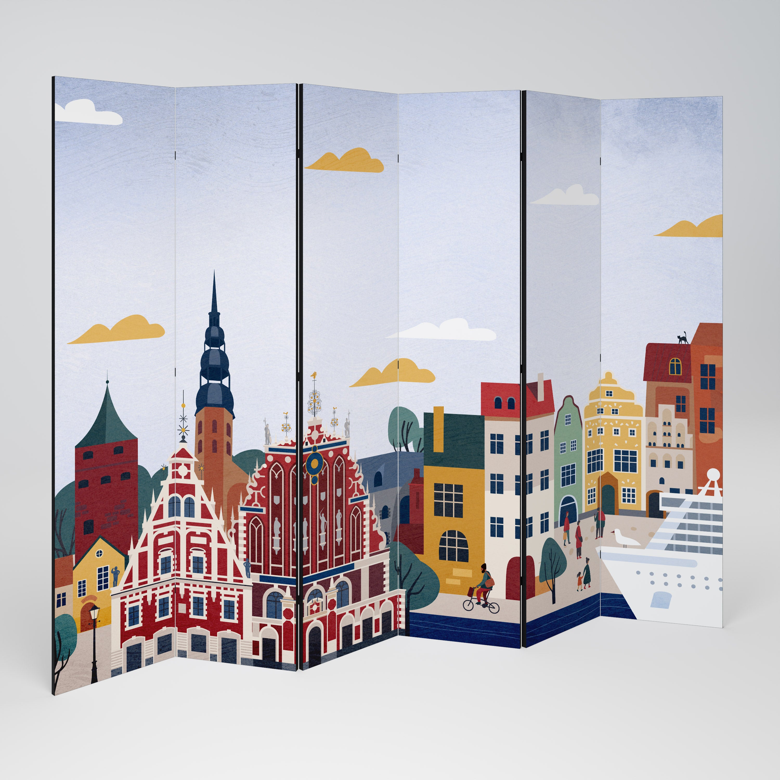 MEMORY OF RIGA 6-Panel Room Divider
