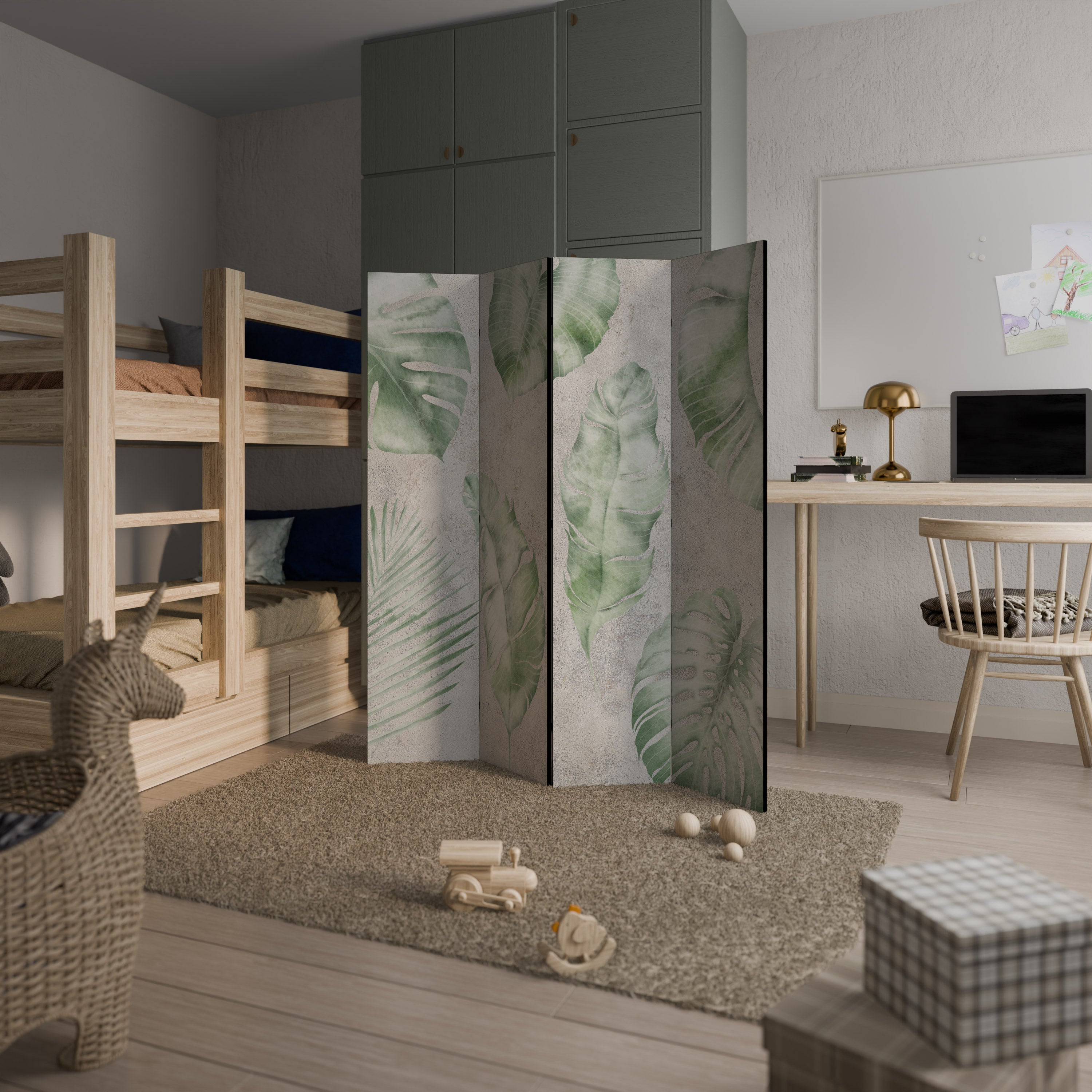 LUSH LEAF WHISPERS Decorative 4-Panel Room Divider