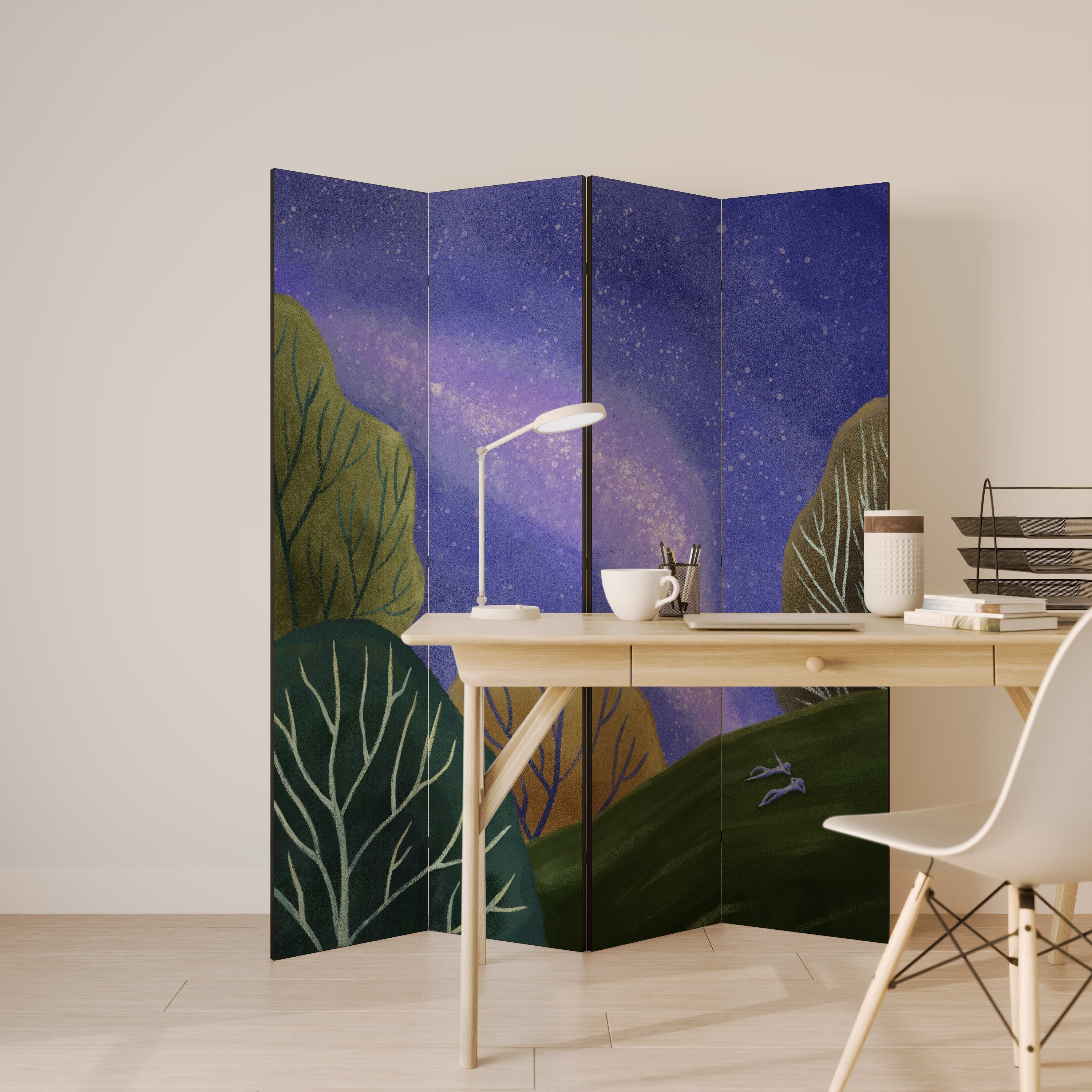 STARLIT VIBE Decorative 4-Panel Room Divider