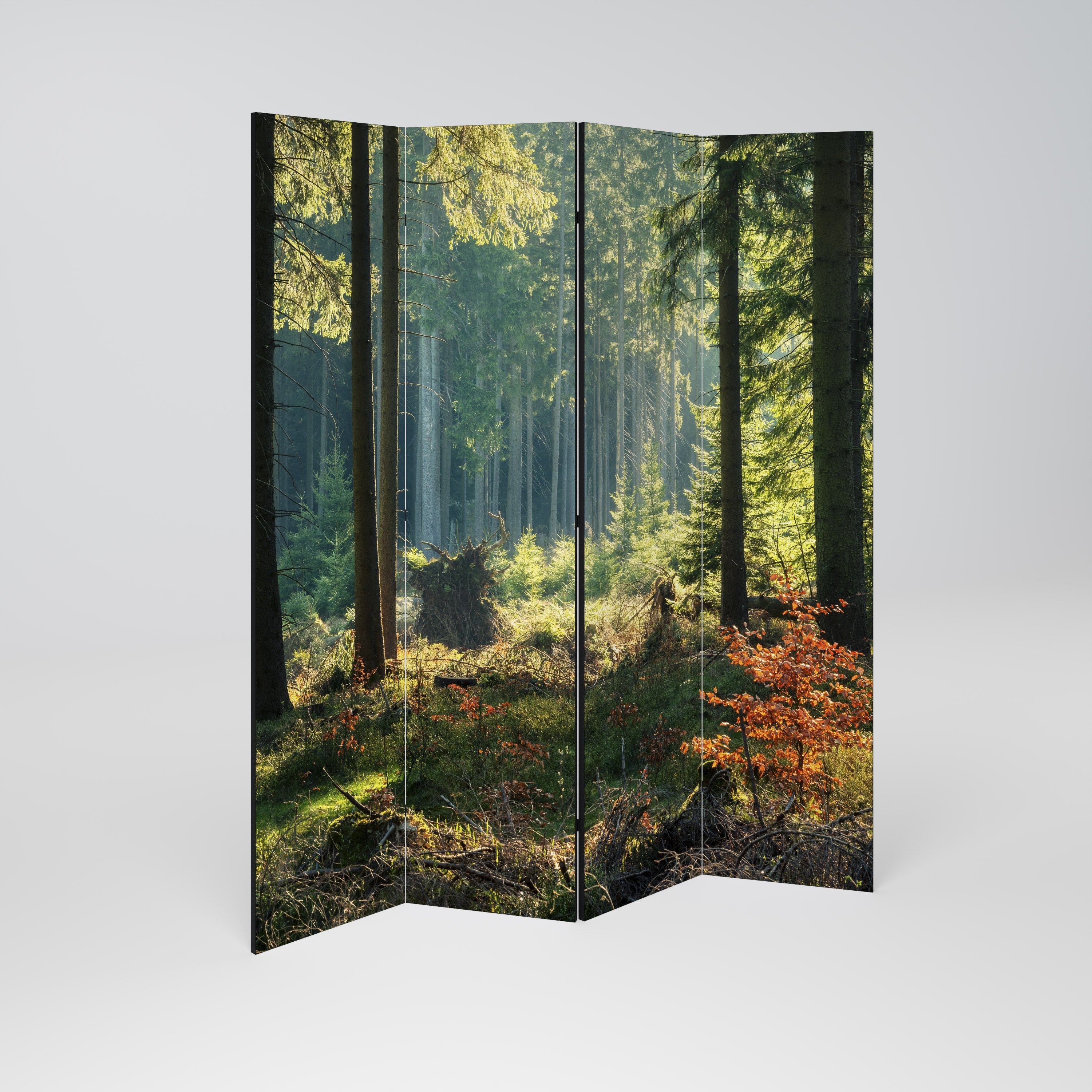 SUNLIT FOREST SERENADE Decorative 4-Panel Room Divider
