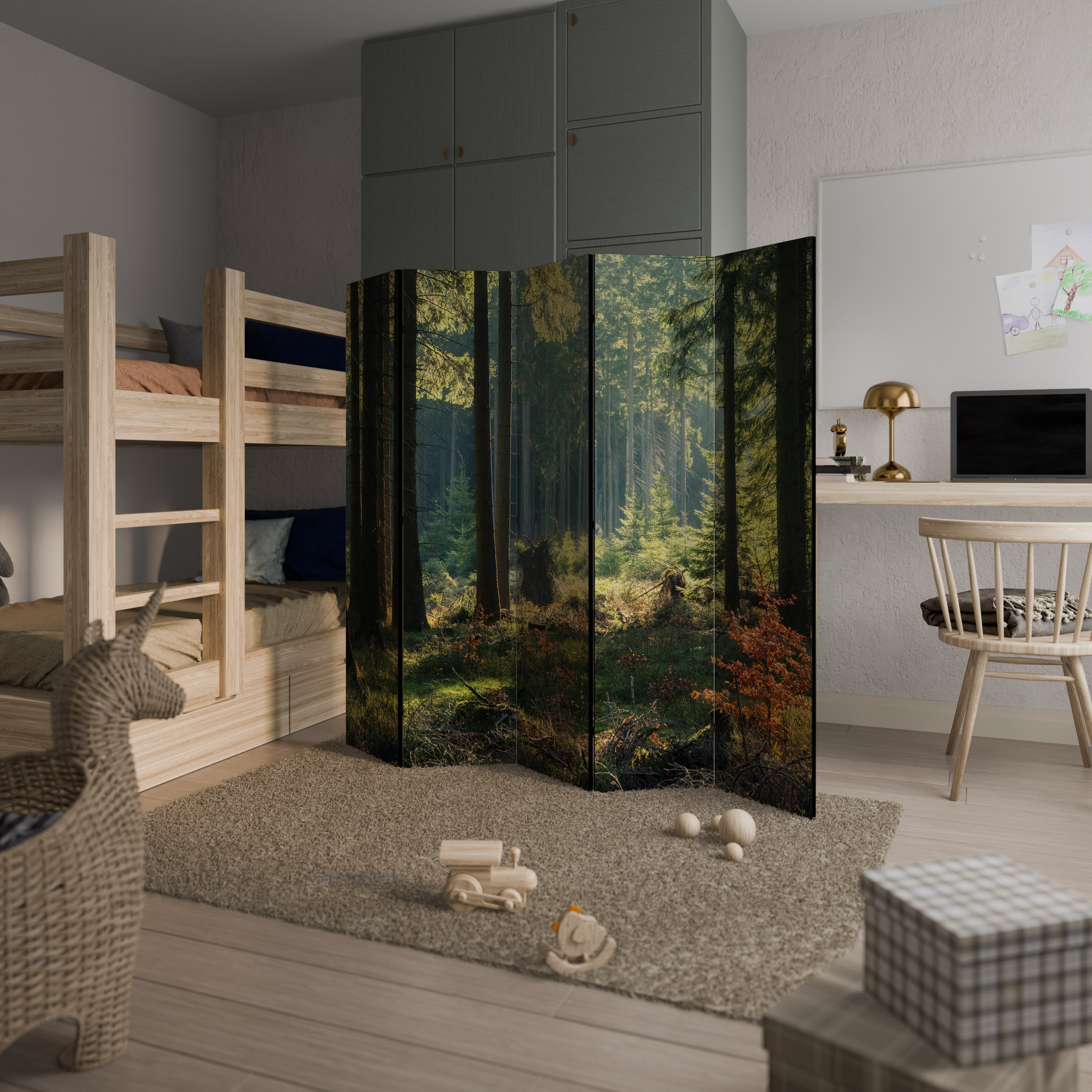 SUNLIT FOREST SERENADE 5-Panel Room Divider