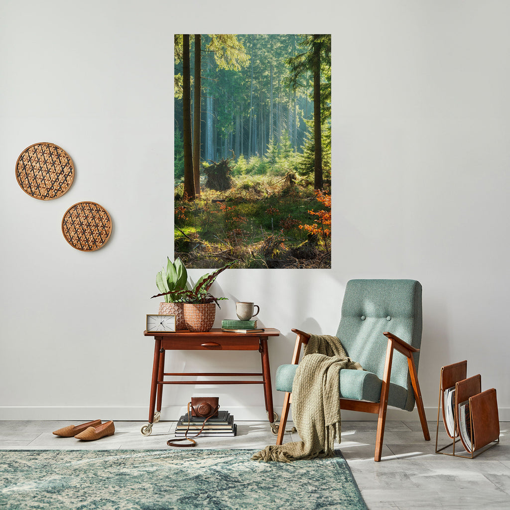 SUNLIT FOREST SERENADE Peel and Stick Vertical Poster