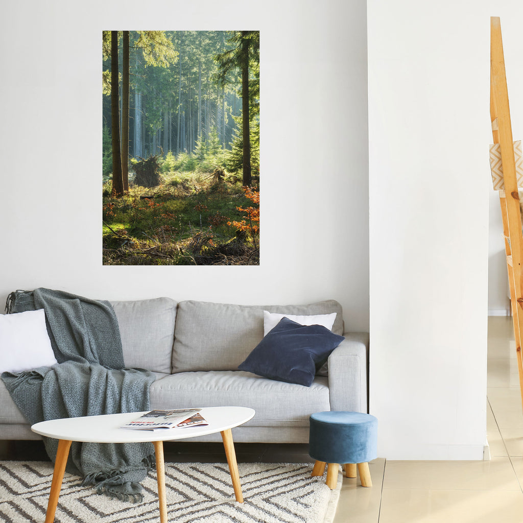 SUNLIT FOREST SERENADE Peel and Stick Vertical Poster