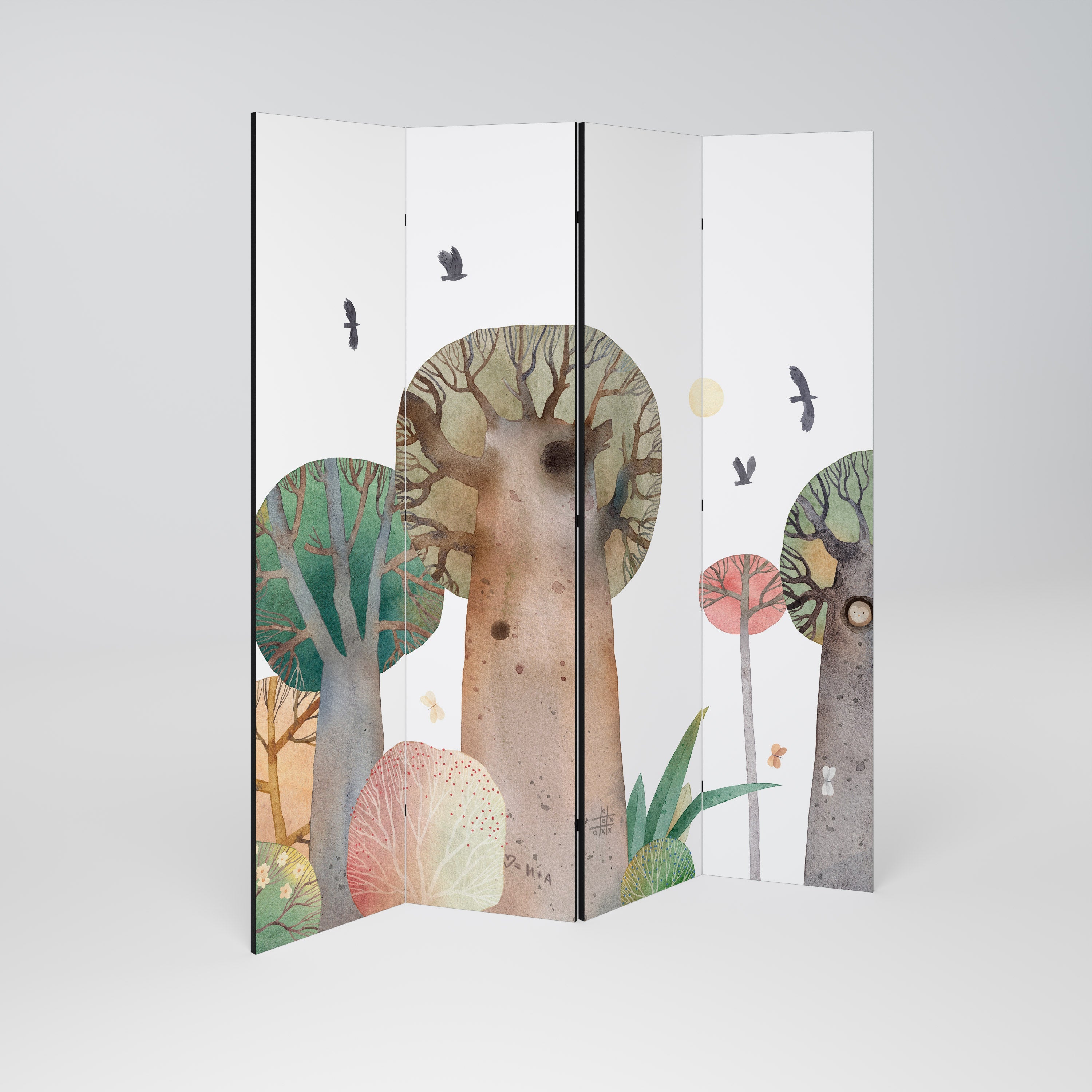 FLIGHT OVER Decorative 4-Panel Room Divider