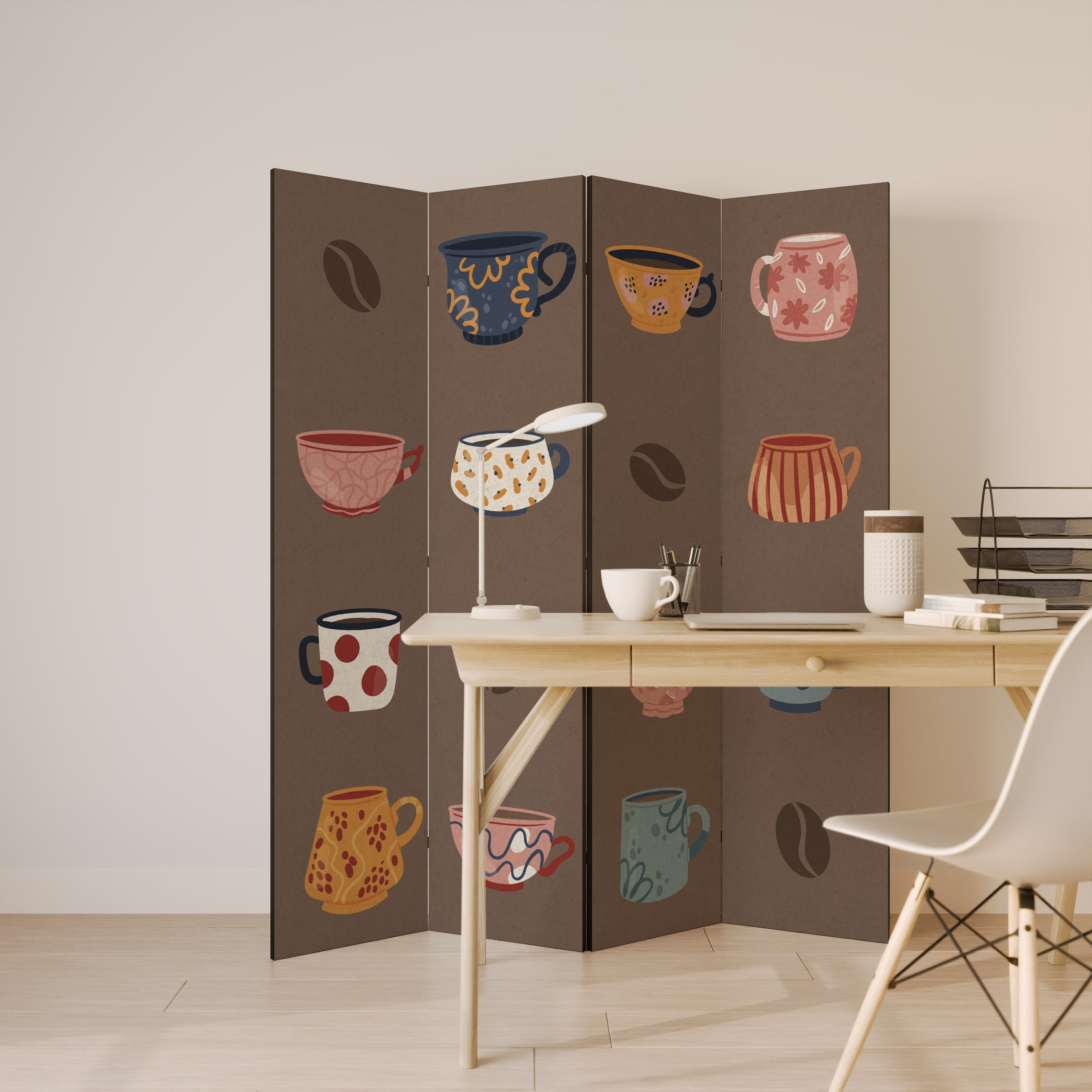 COFFEE BREAK Decorative 4-Panel Room Divider