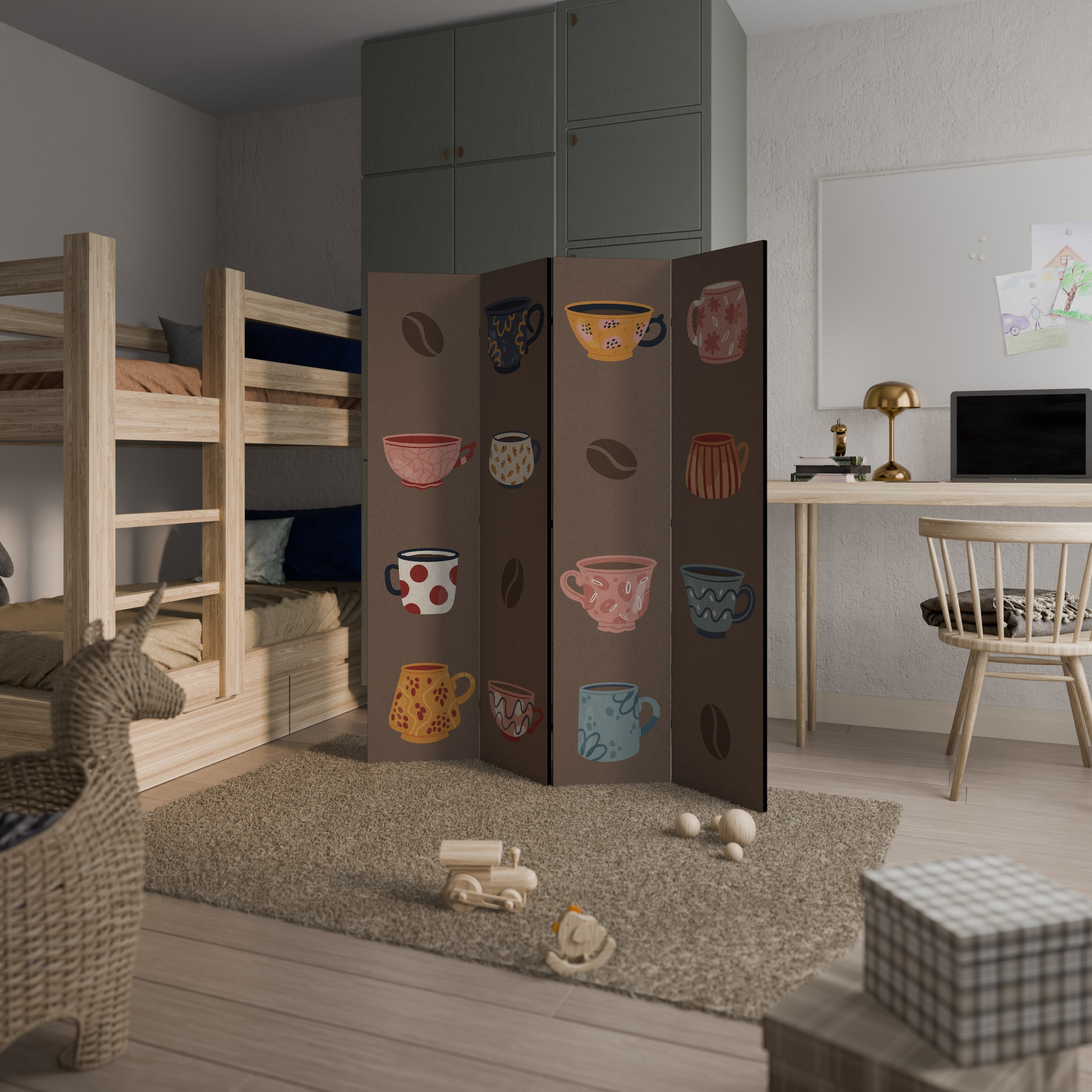 COFFEE BREAK Decorative 4-Panel Room Divider