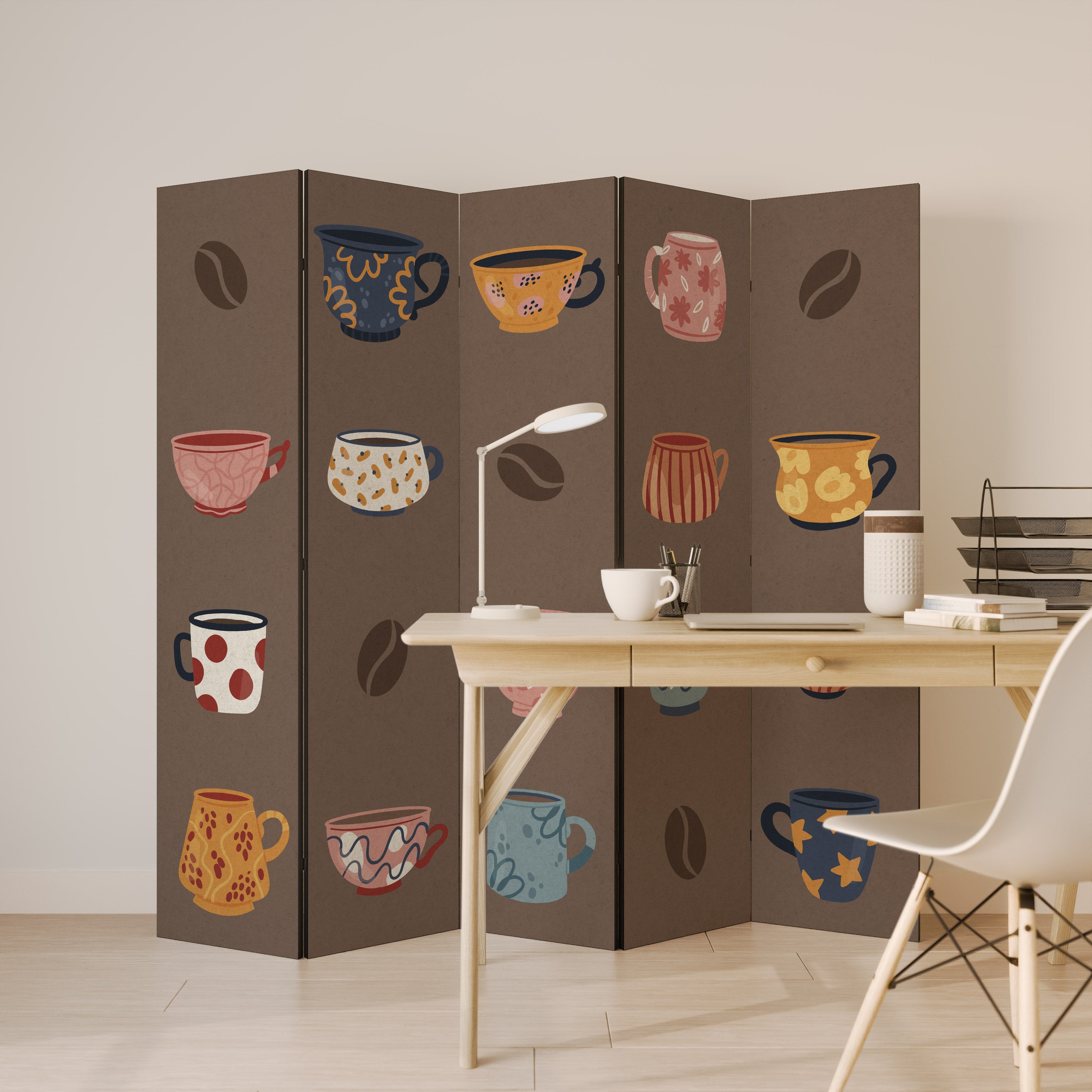 COFFEE BREAK 5-Panel Room Divider