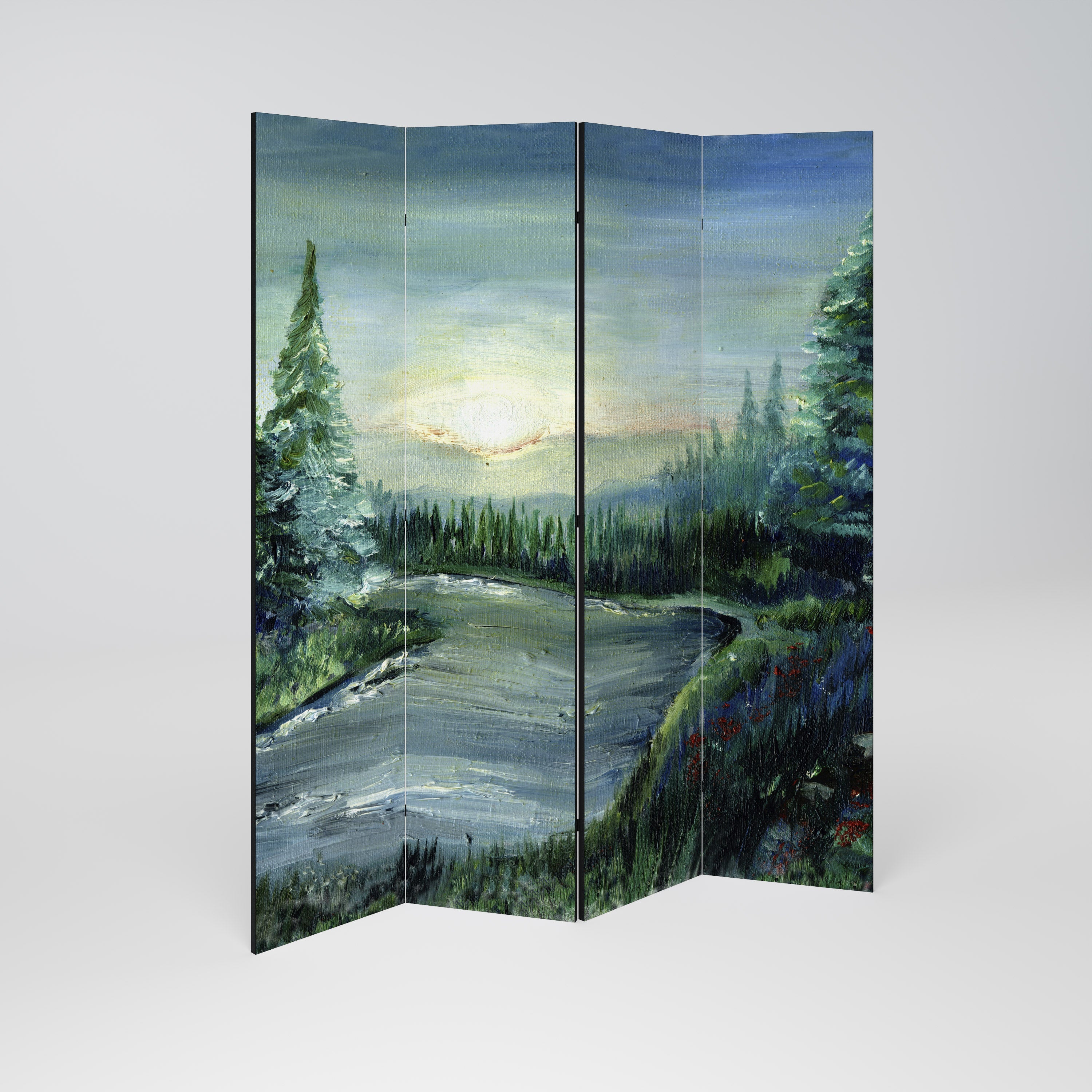 FOREST SUNSET Decorative 4-Panel Room Divider