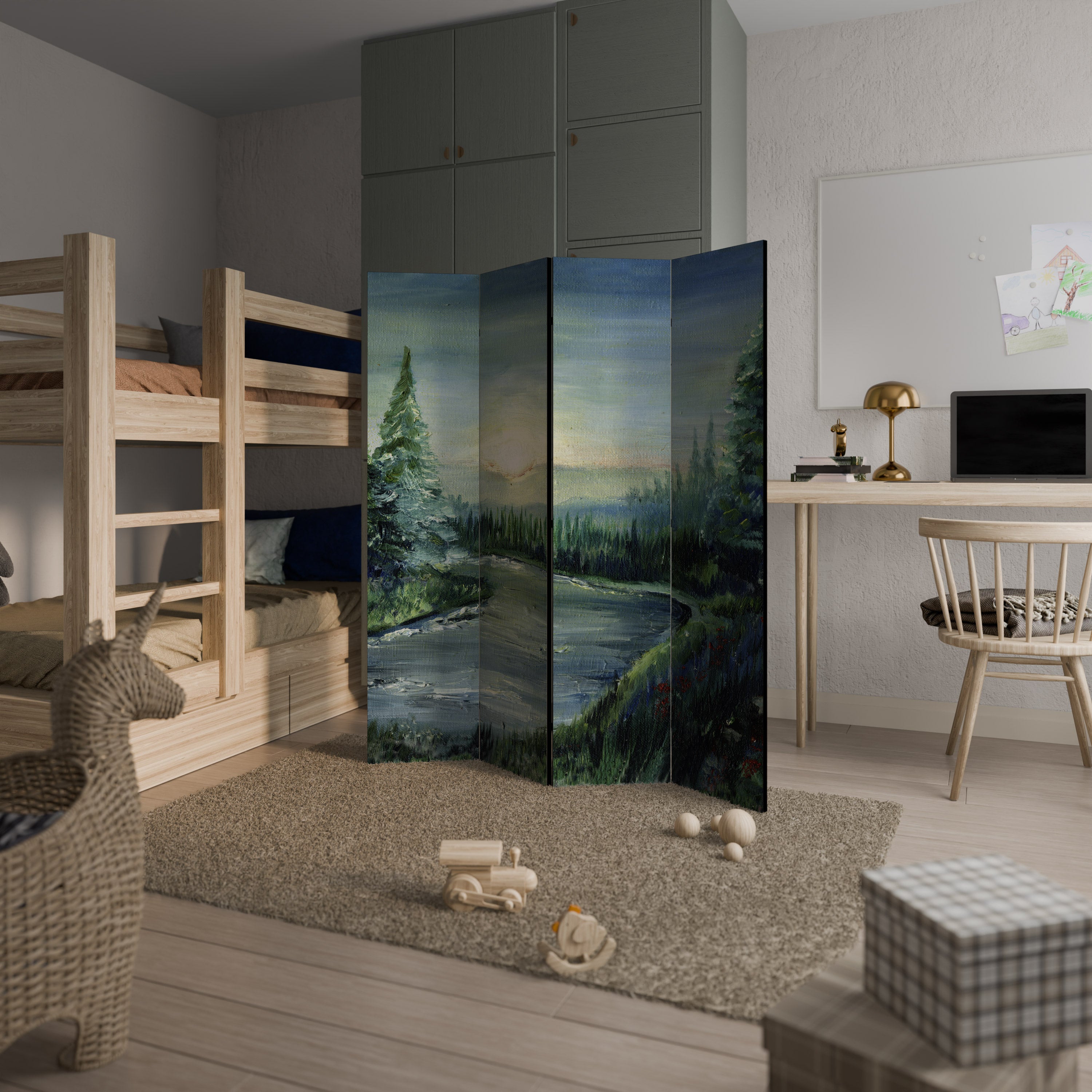 FOREST SUNSET Decorative 4-Panel Room Divider
