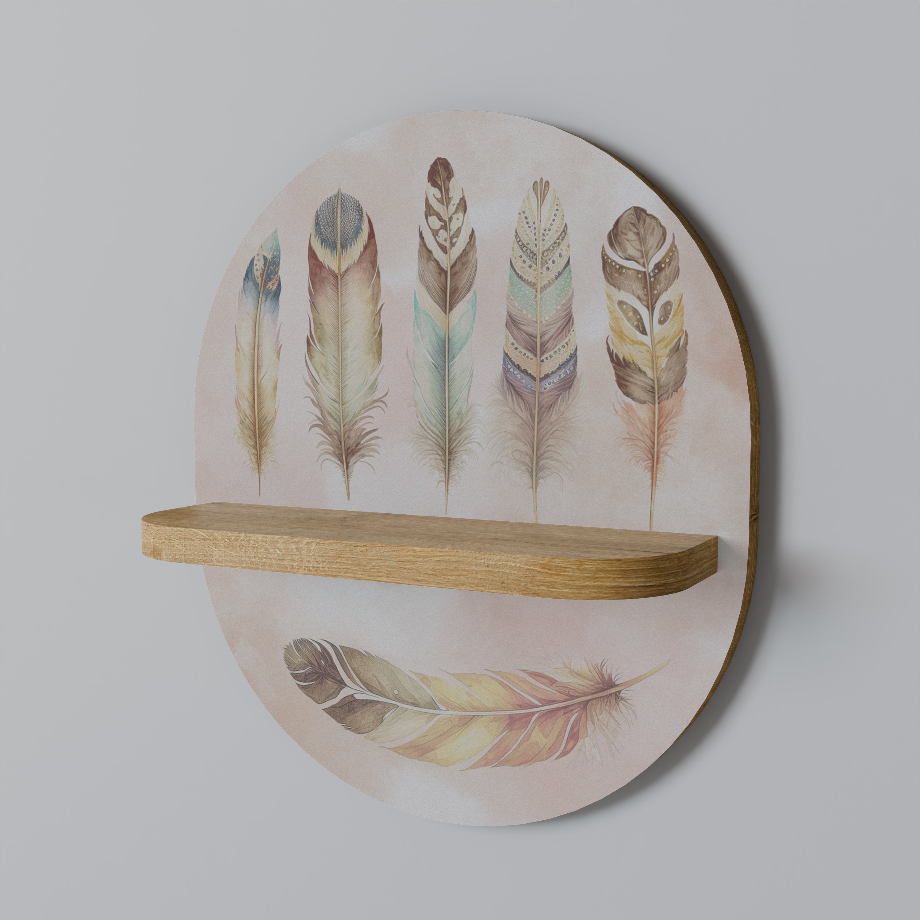 THE DELIQUESCE Oval Art Shelf In Oak Effect