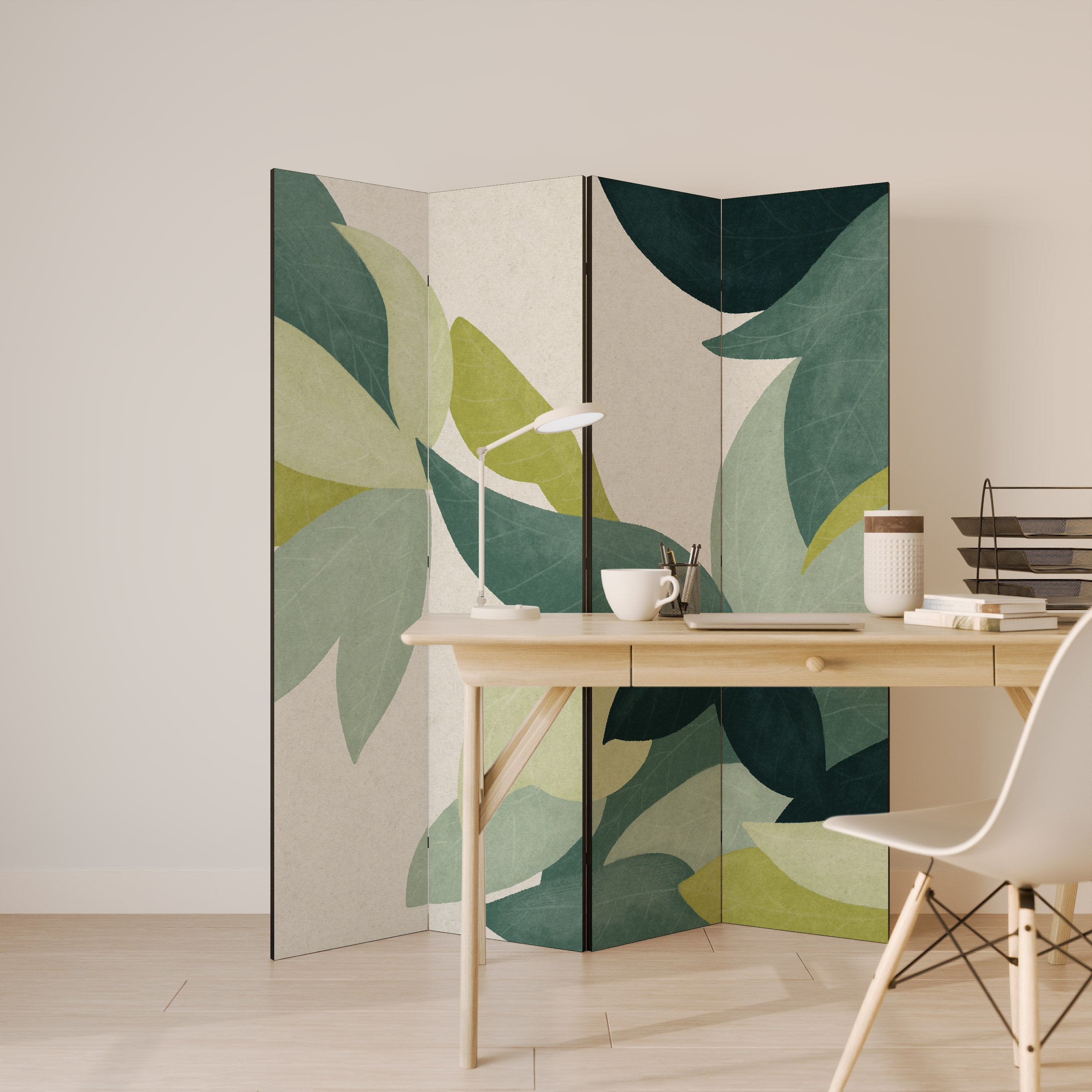 LEAFY VIBRATION Decorative 4-Panel Room Divider