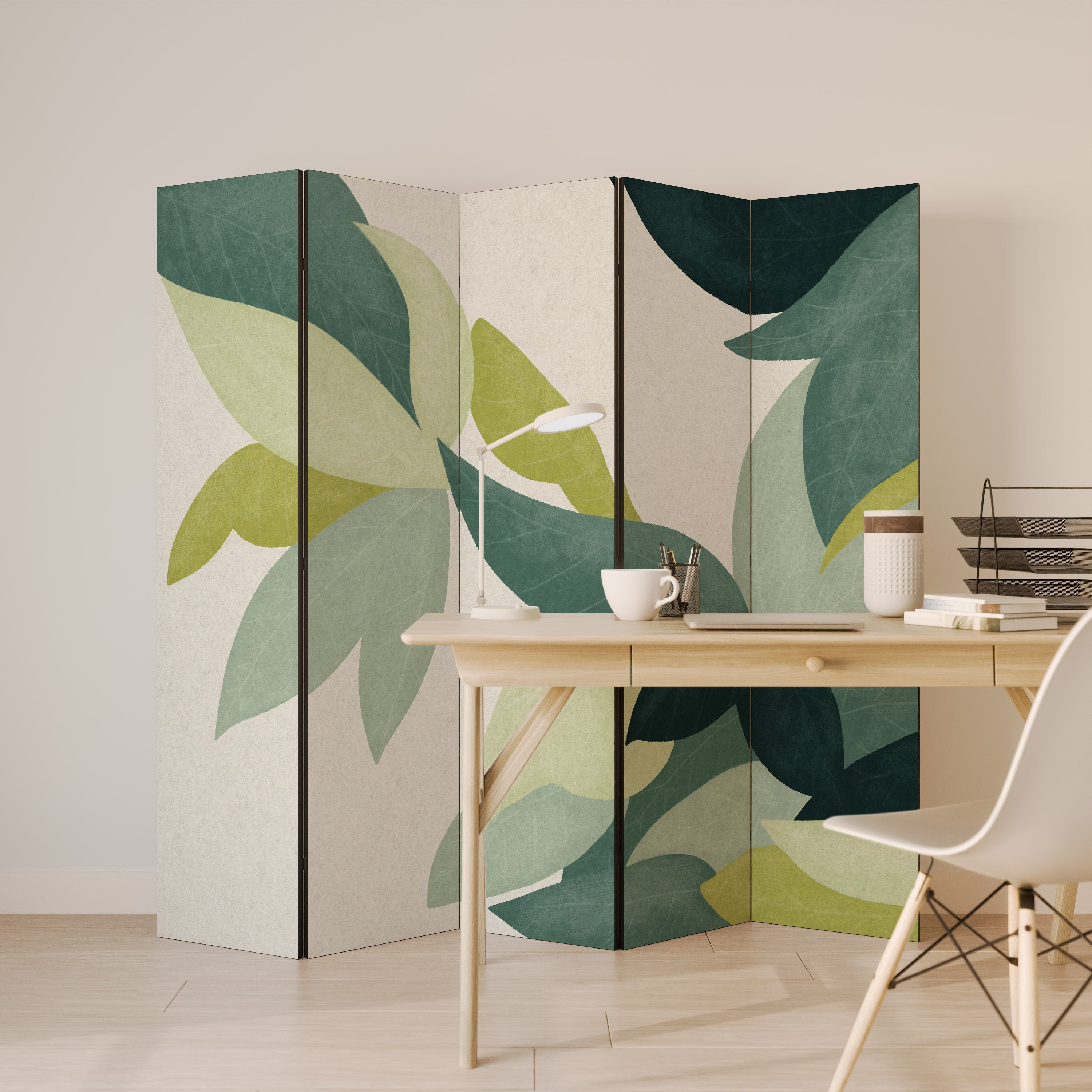 LEAFY VIBRATION 5-Panel Room Divider