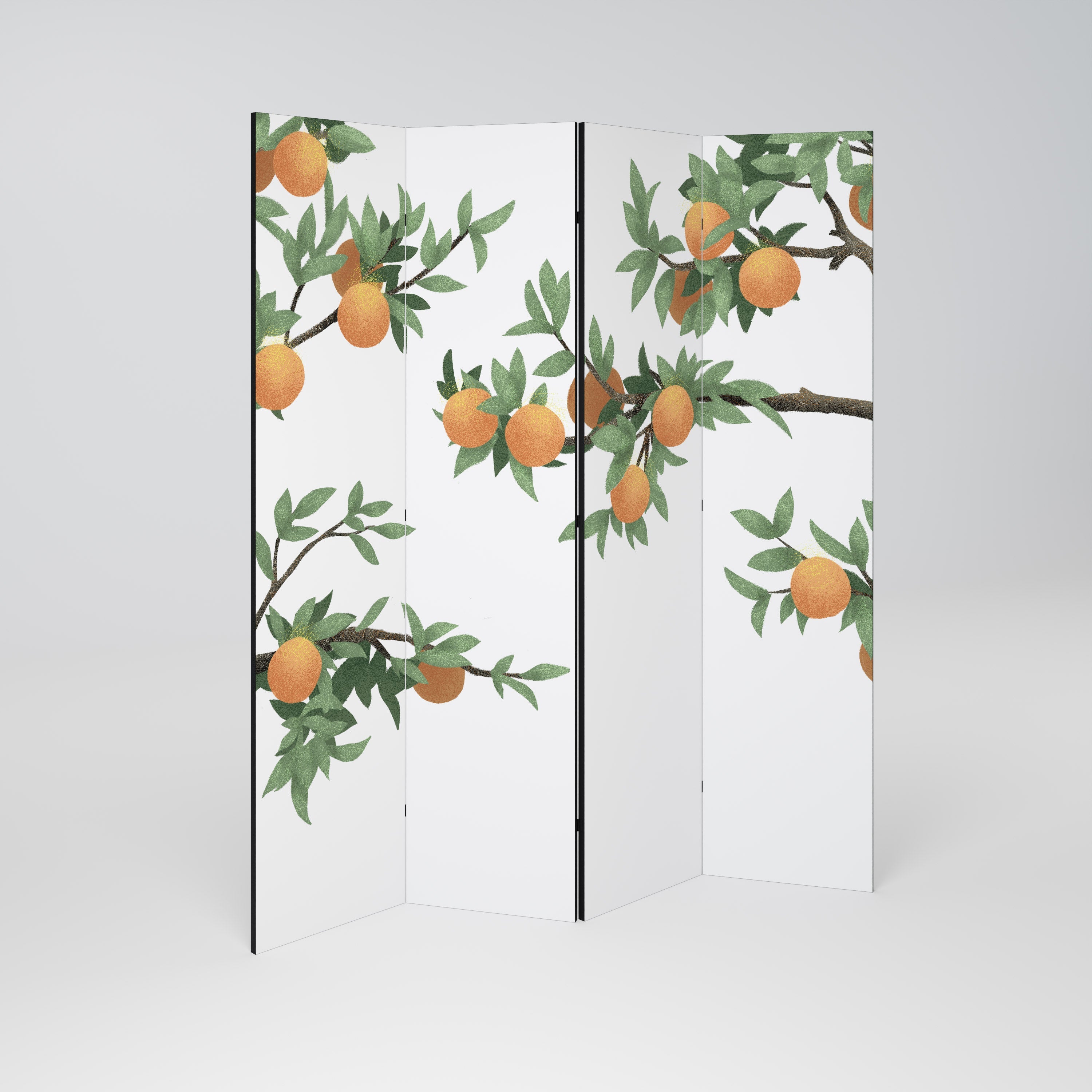 GORGEOUS ORANGE Decorative 4-Panel Room Divider