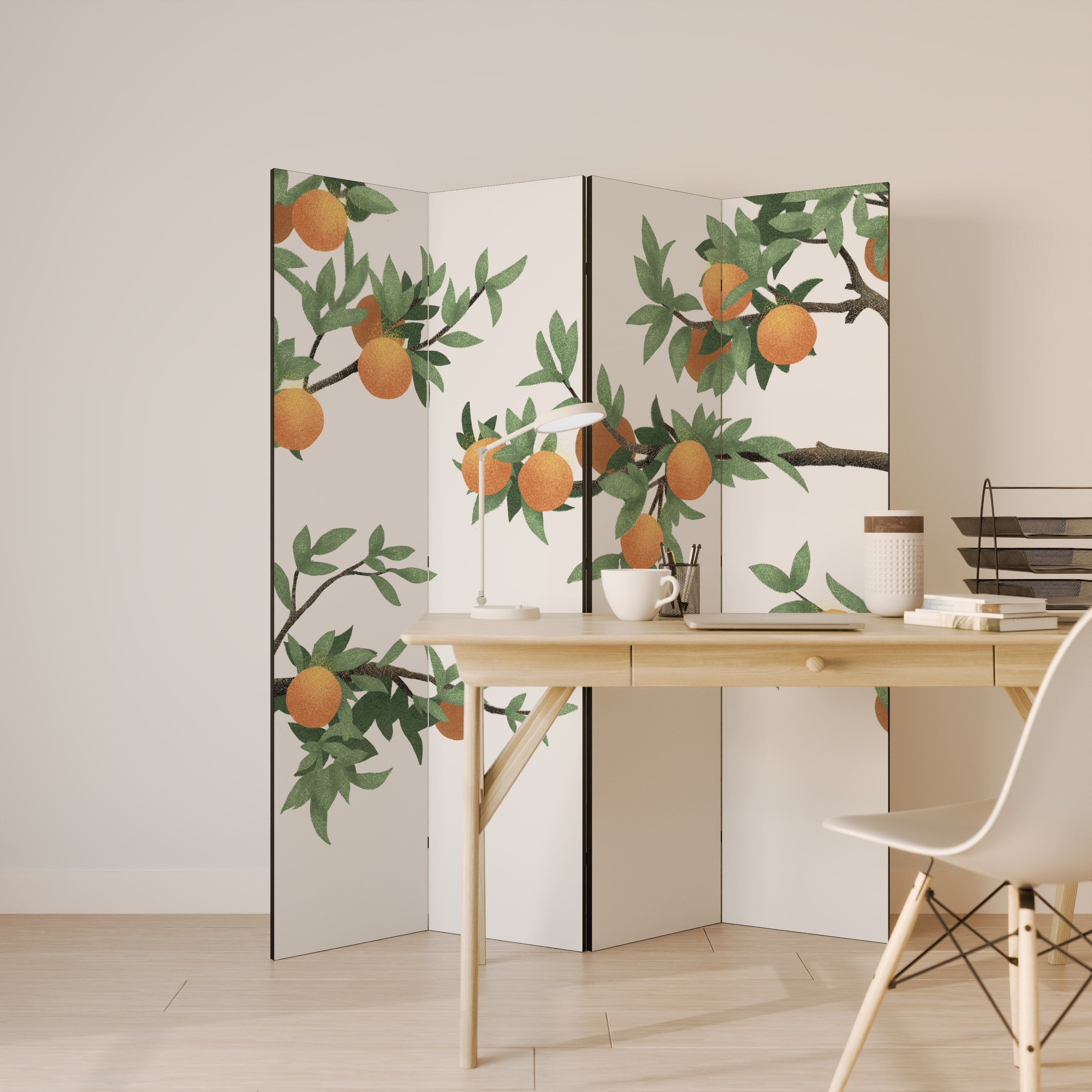 GORGEOUS ORANGE Decorative 4-Panel Room Divider