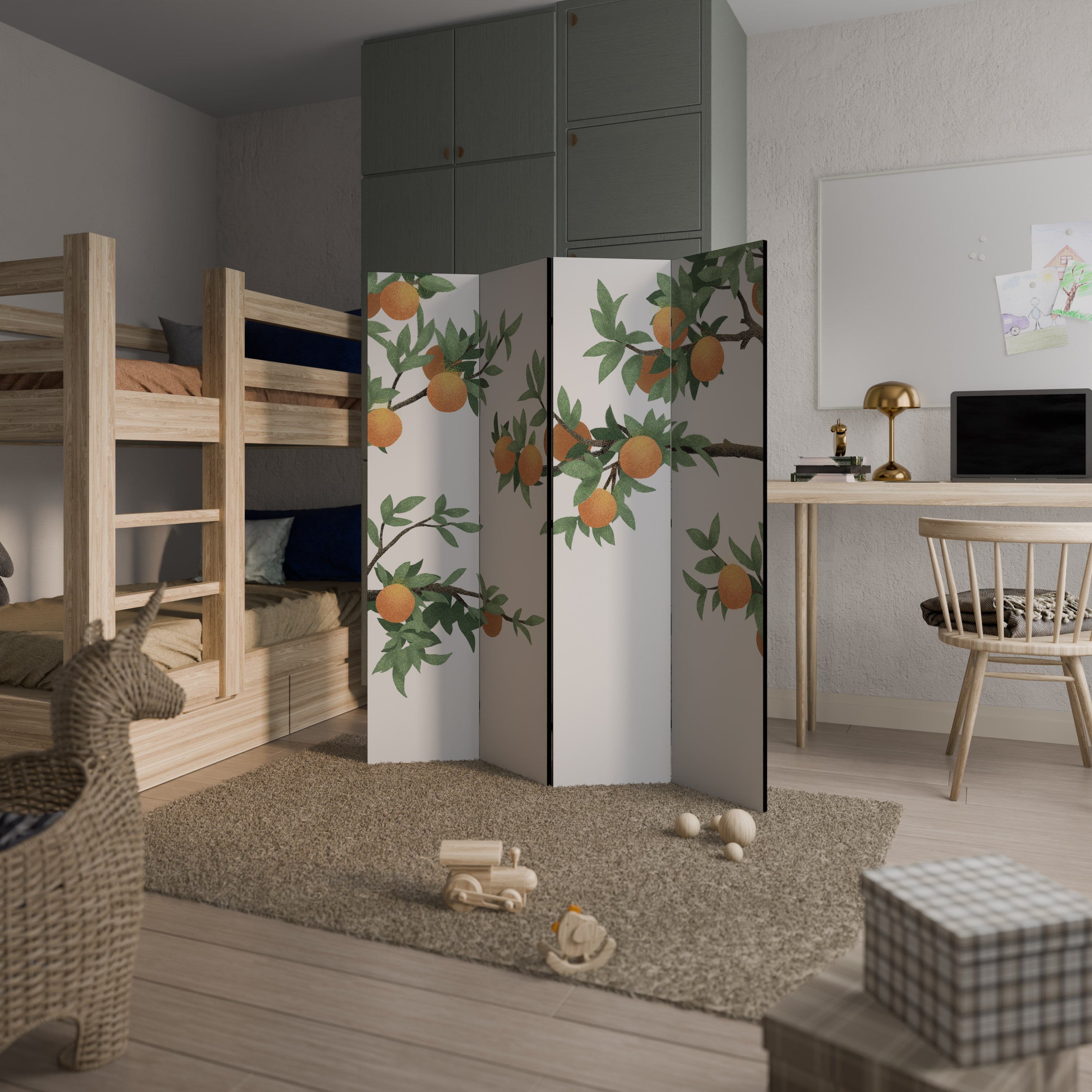 GORGEOUS ORANGE Decorative 4-Panel Room Divider