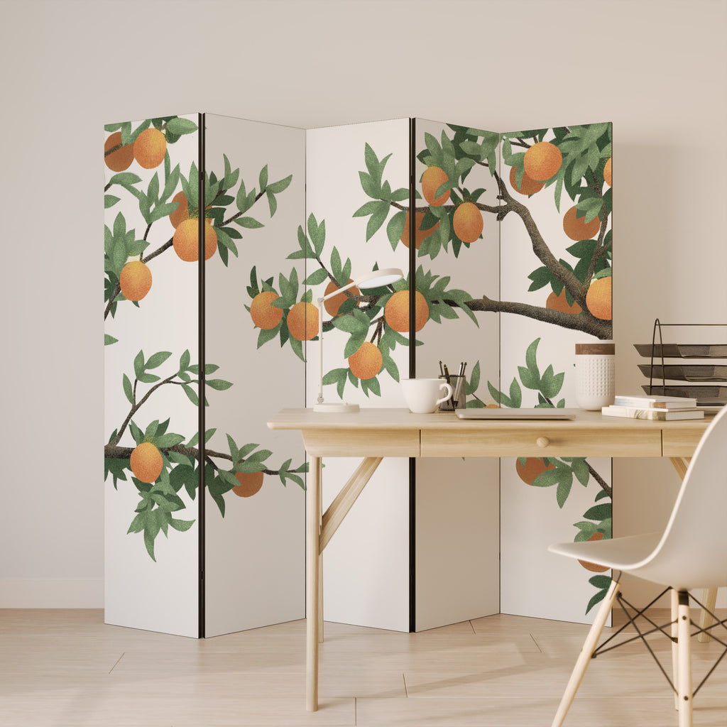 GORGEOUS ORANGE 5-Panel Room Divider