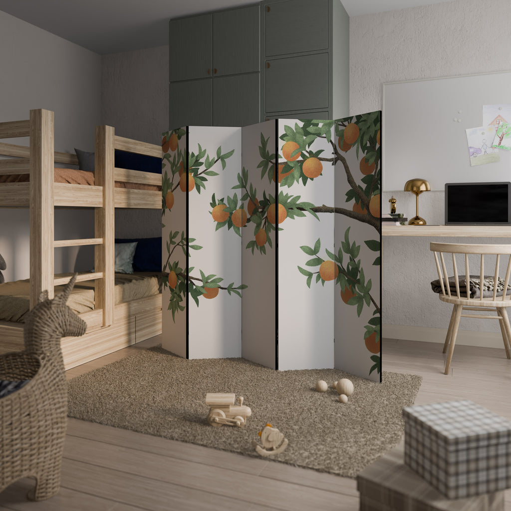 GORGEOUS ORANGE 5-Panel Room Divider