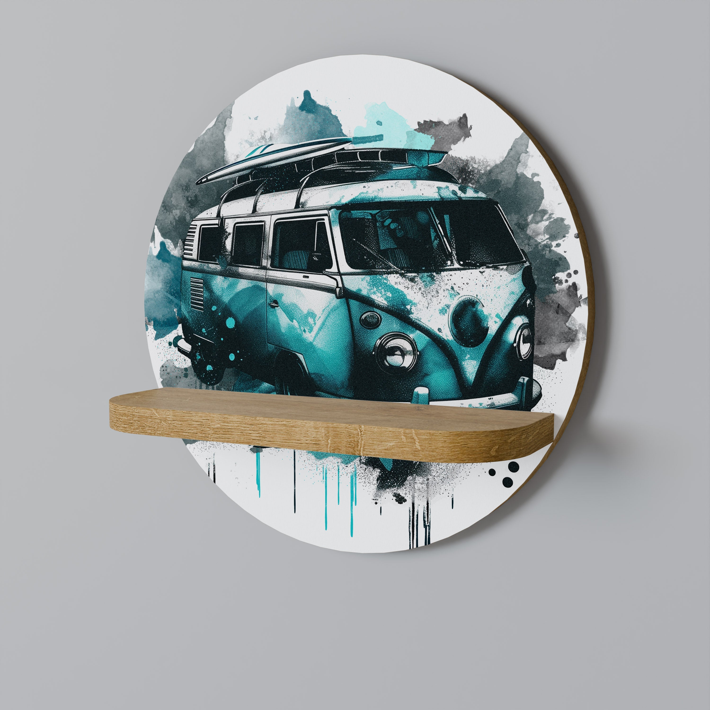 CARAVELLE LEGEND Round Art Shelf In Oak Effect