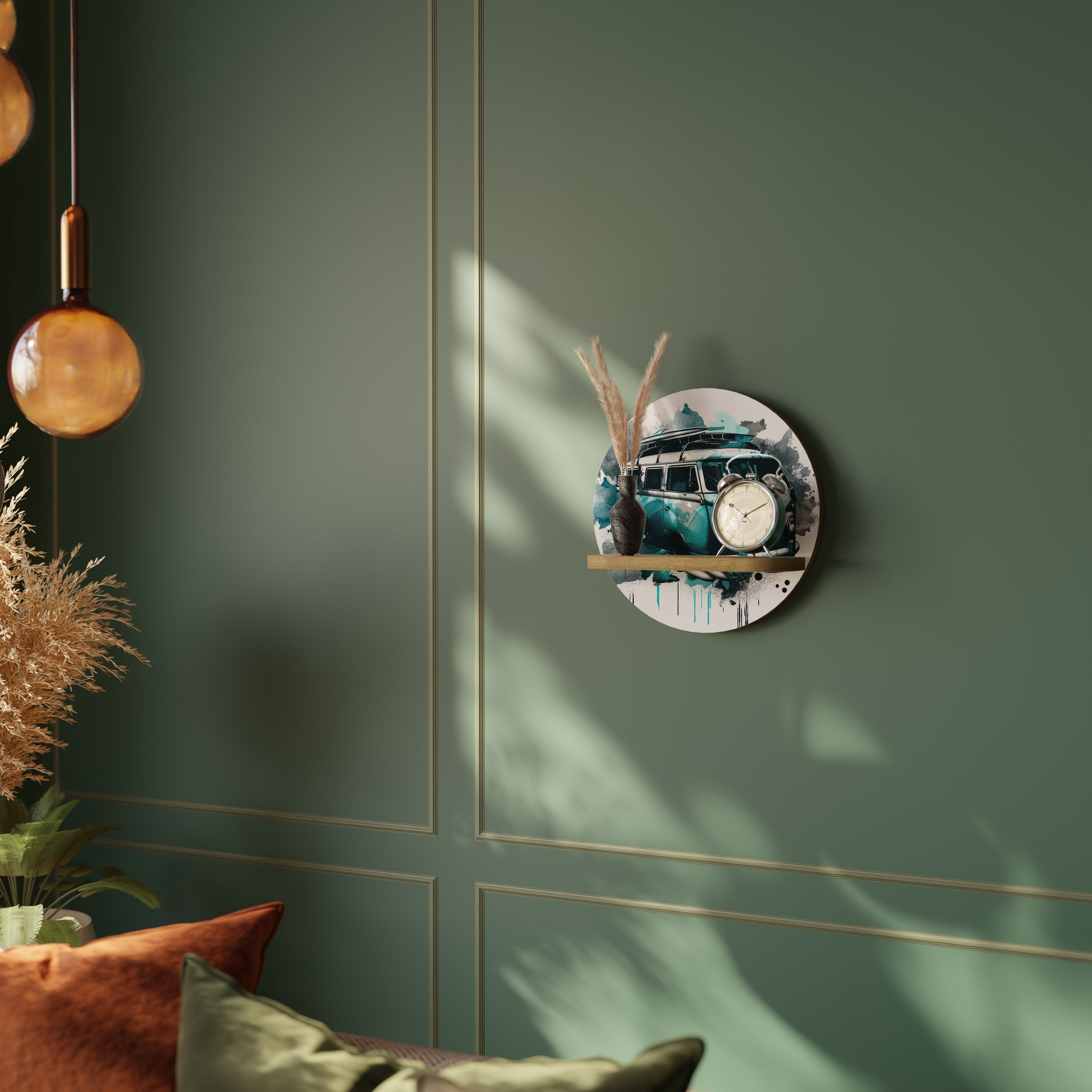 CARAVELLE LEGEND Round Art Shelf In Oak Effect