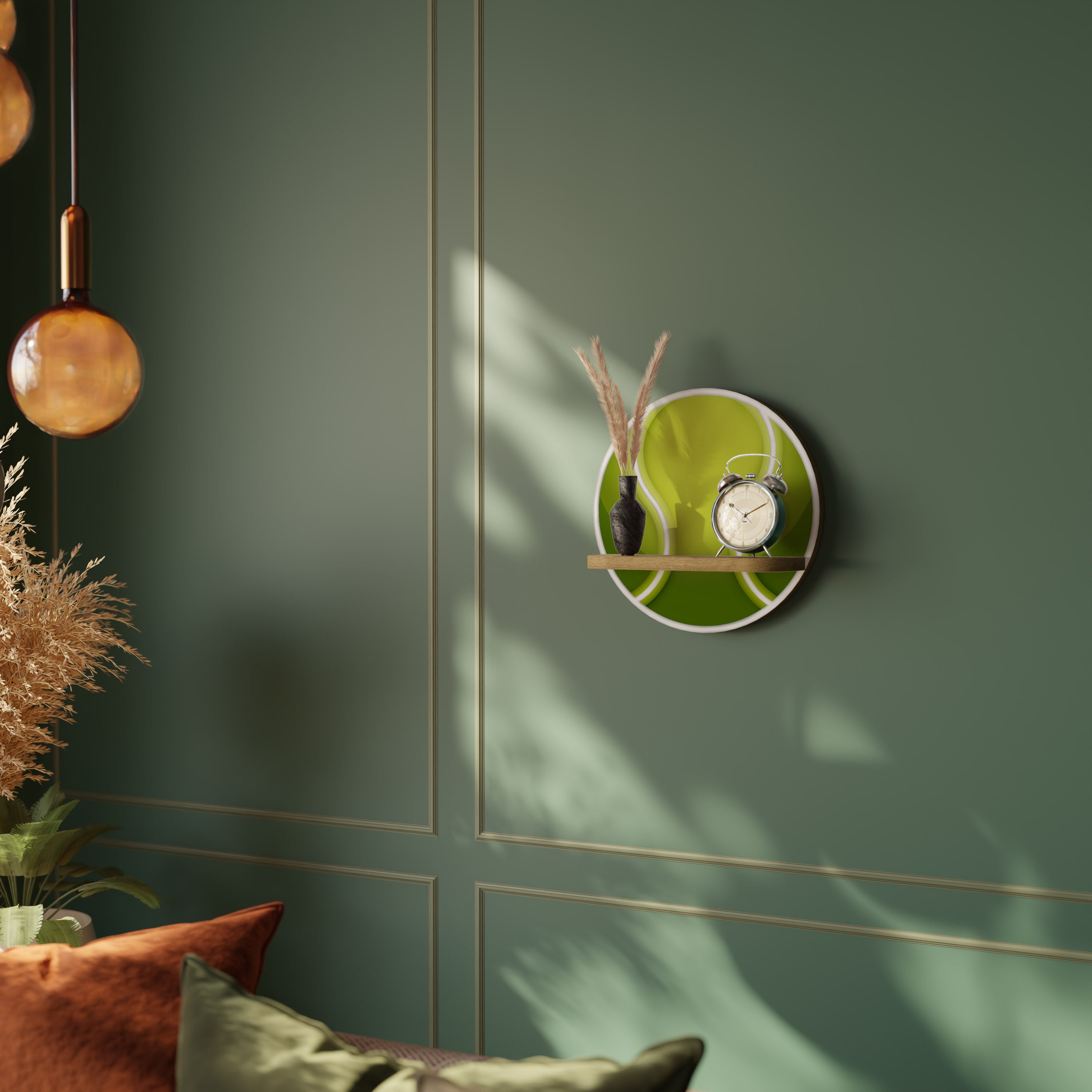 TENIS POINT Round Art Shelf In Oak Effect