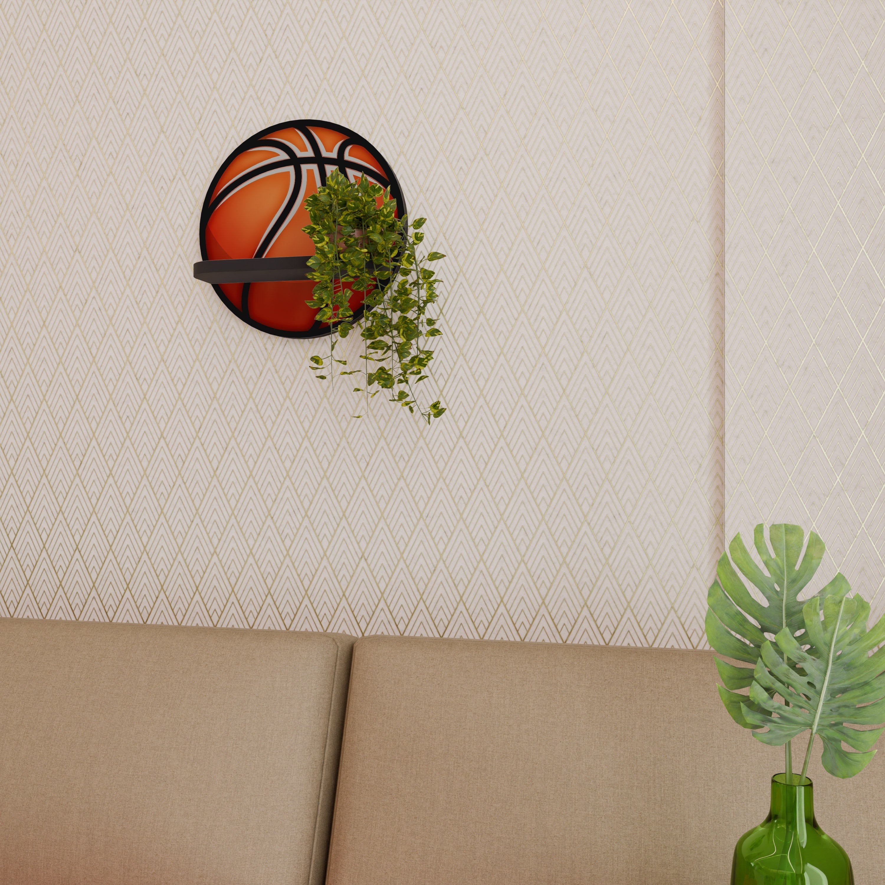 Στρογγυλό ράφι τέχνης BASKETBALL LUST σε μαύρο φινίρισμα