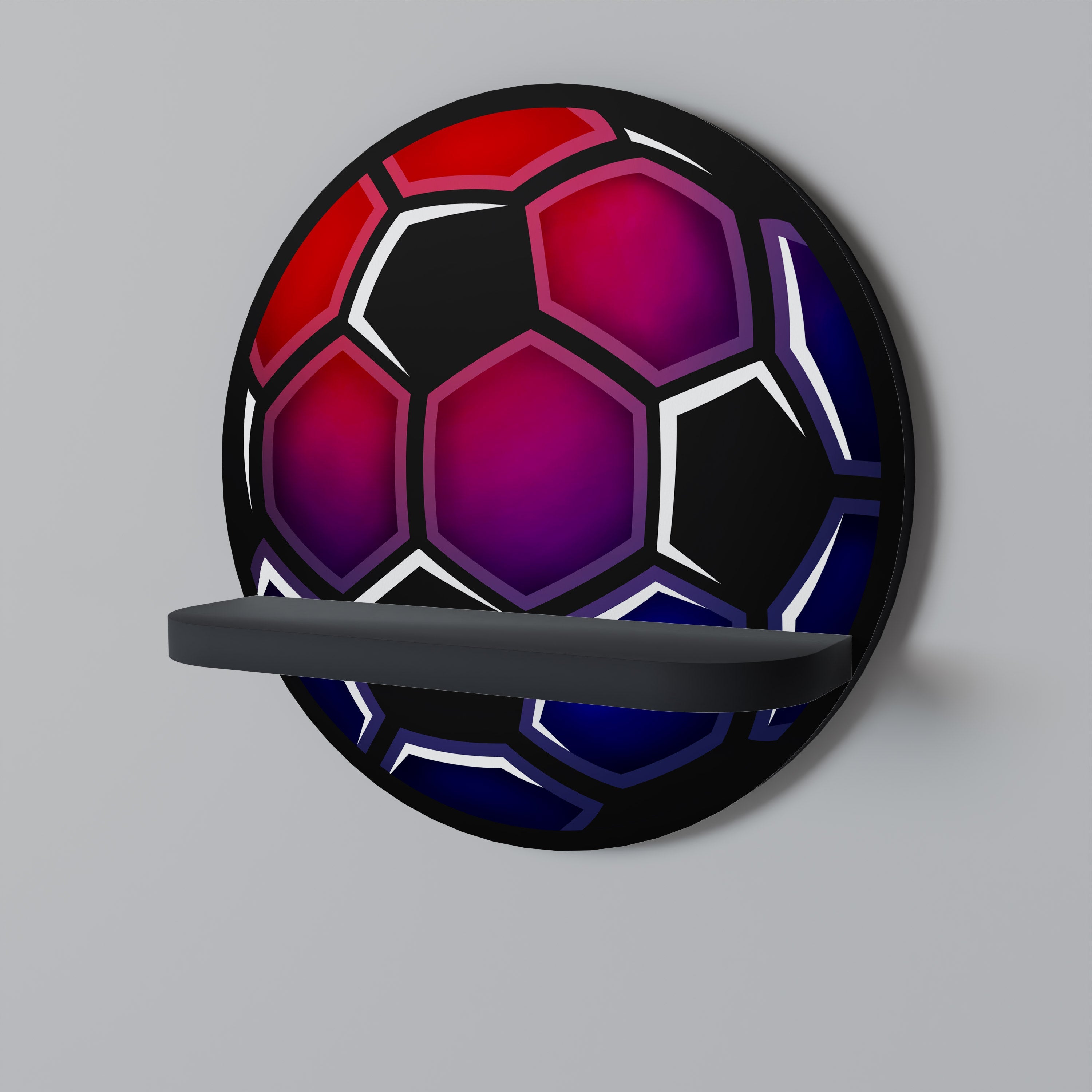 Στρογγυλό ράφι τέχνης FOOTBALL DREAM σε μαύρο φινίρισμα