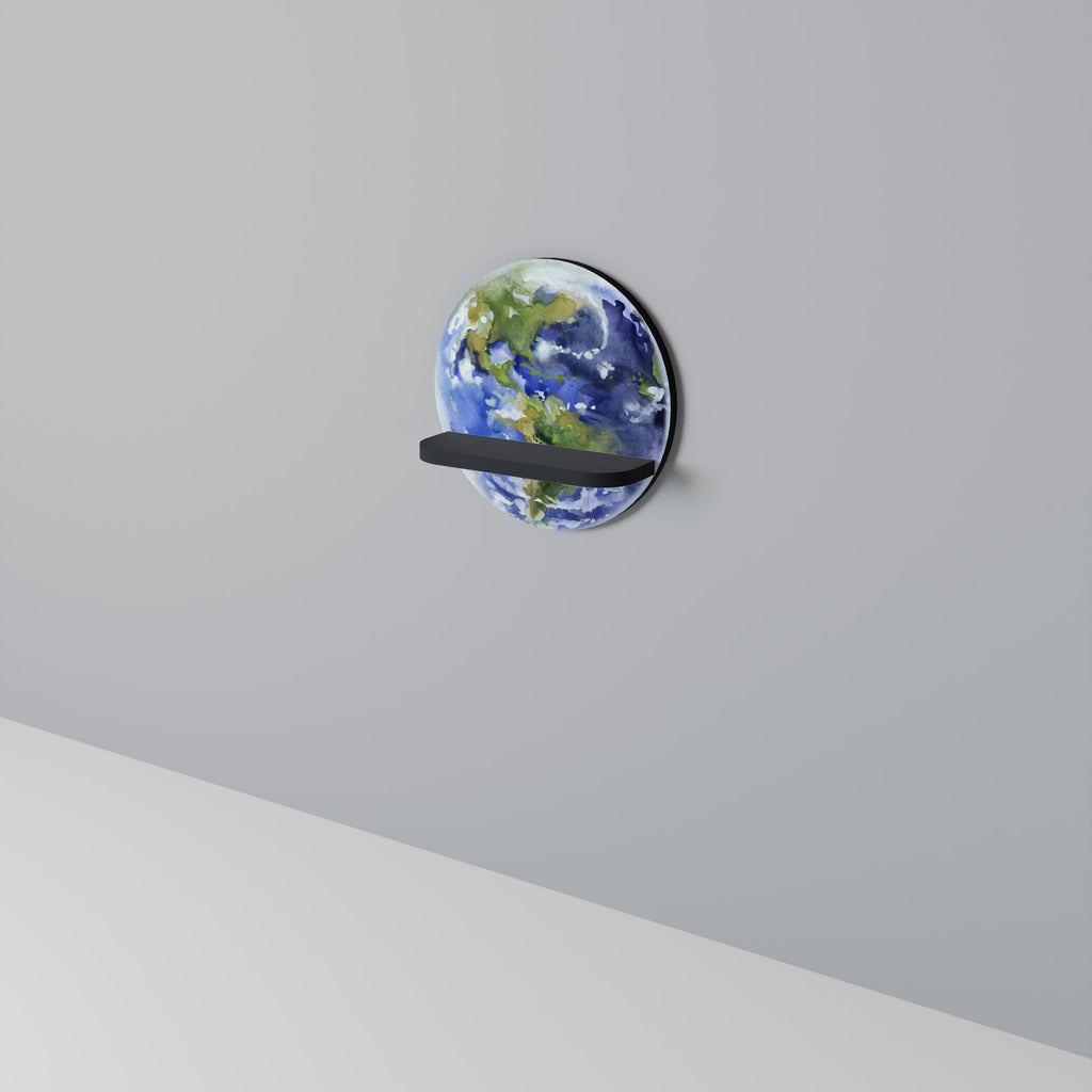 Στρογγυλό ράφι τέχνης EARTH TROOP σε μαύρο φινίρισμα