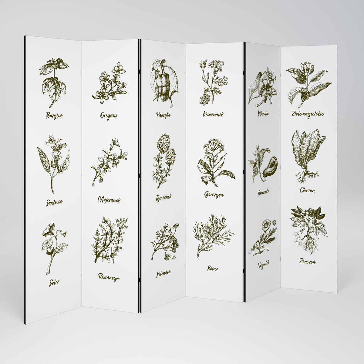 WHISPERS OF WILD HERBS 6-Panel Room Divider