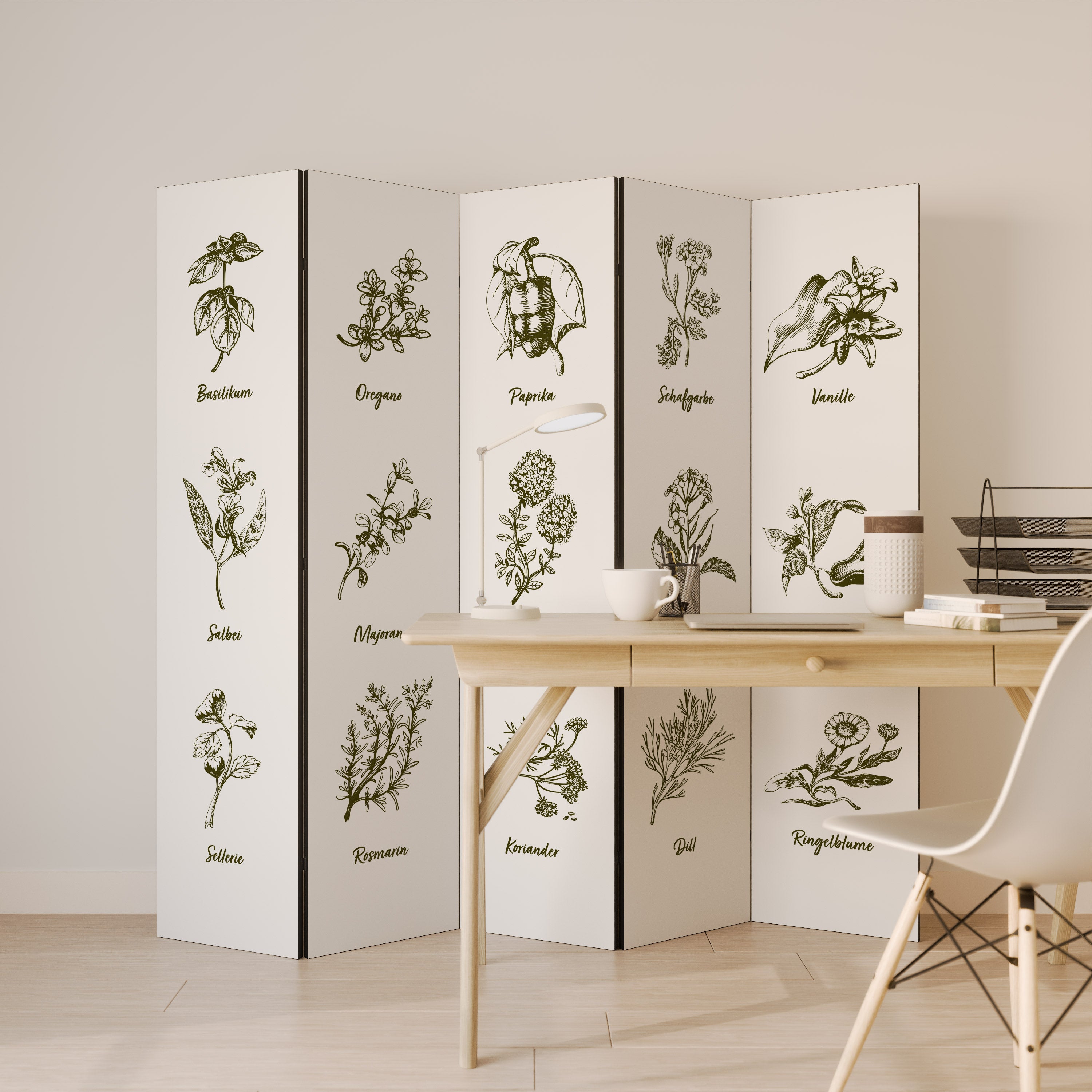HERBAL FINESSE - DE 5-Panel Room Divider