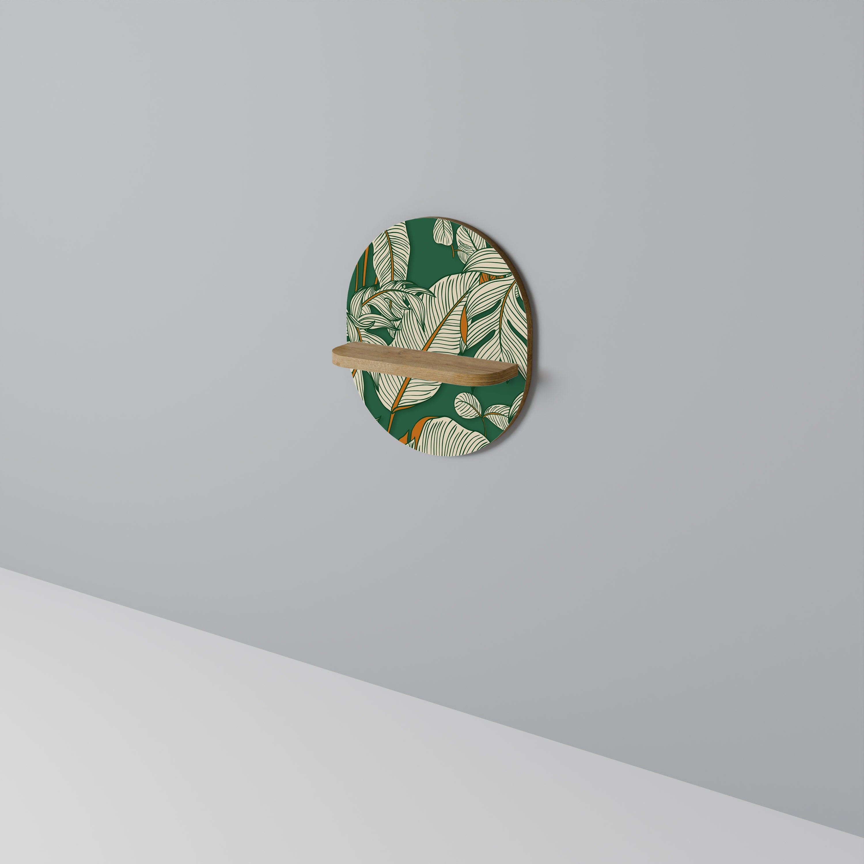 VERDANT PLEASURES Oval Art Shelf In Oak Effect