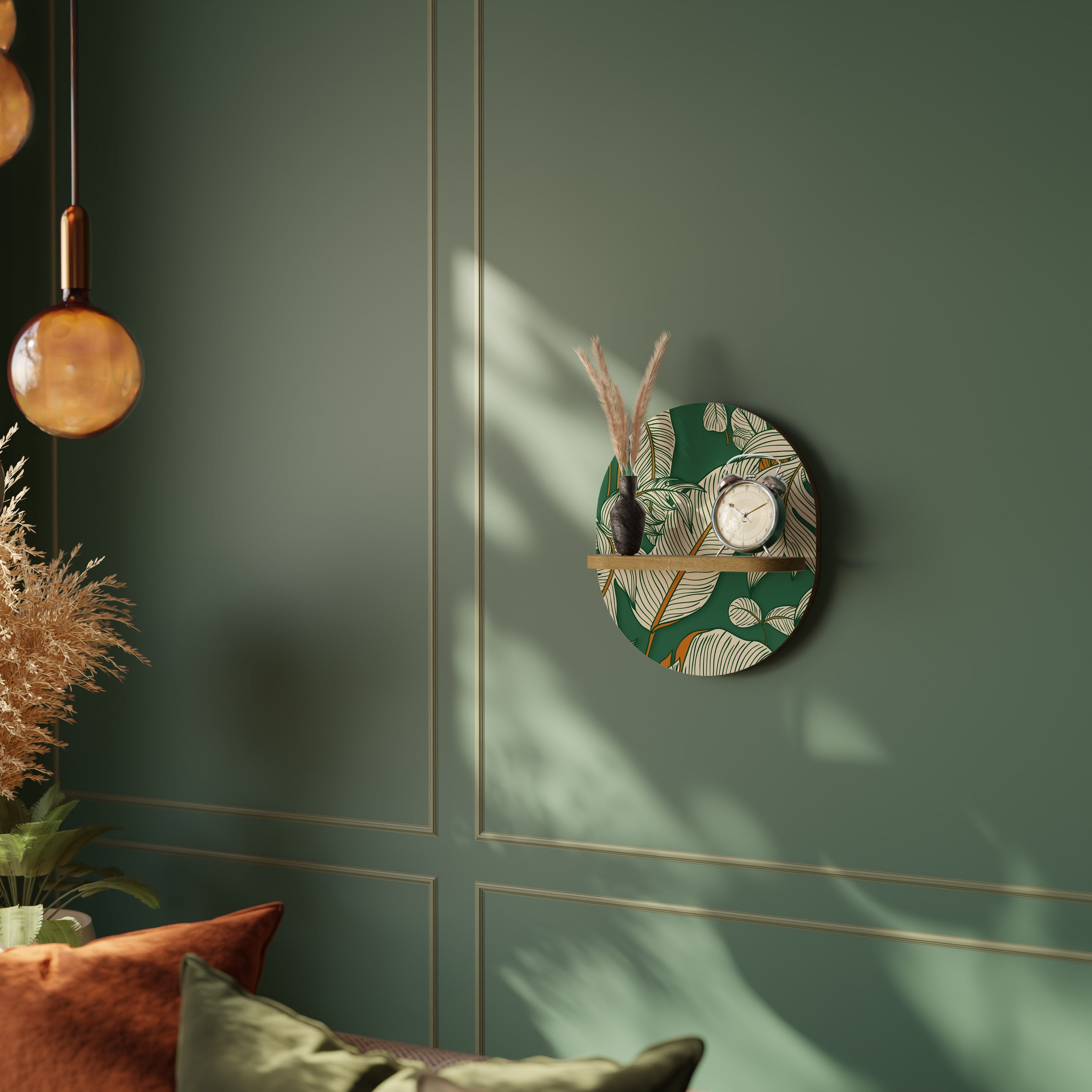 VERDANT PLEASURES Oval Art Shelf In Oak Effect