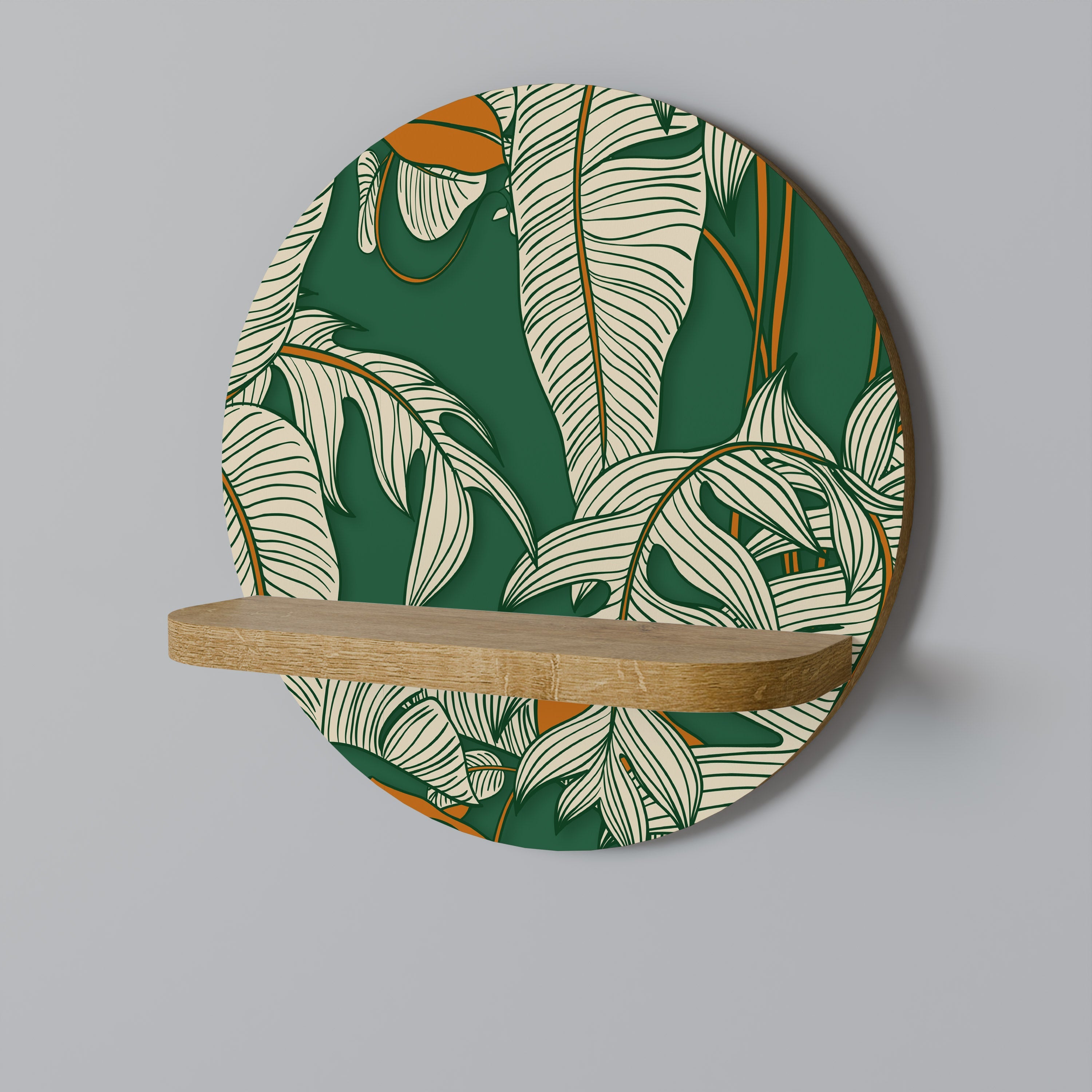VERDANT PLEASURES Round Art Shelf In Oak Effect