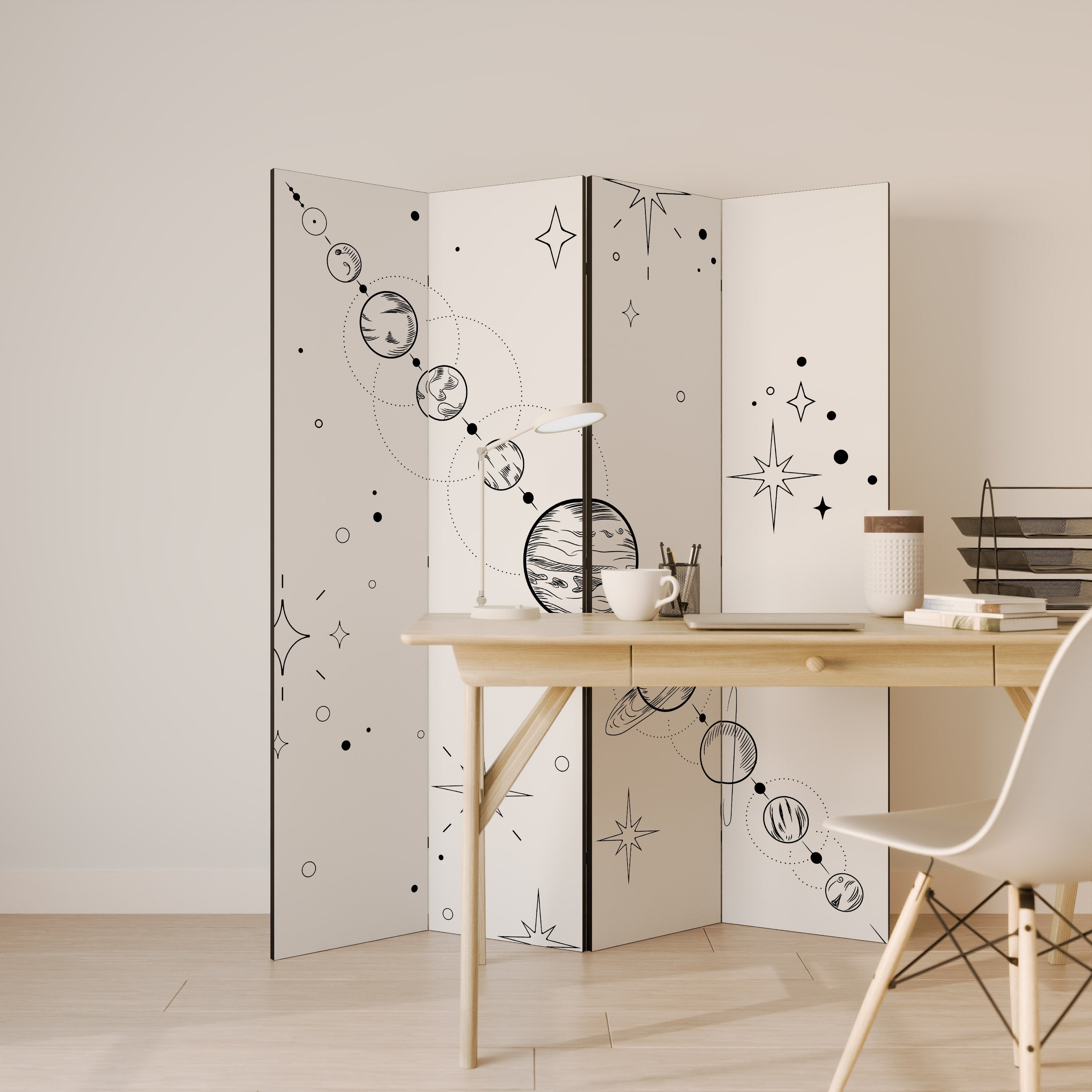 GALAXY OUTLINE Decorative 4-Panel Room Divider