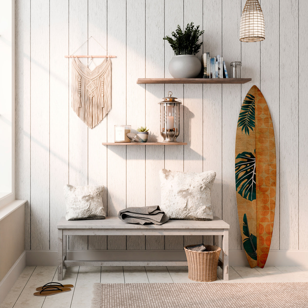 PALM LEAF SURFBOARD Surfboard Decorative Panel