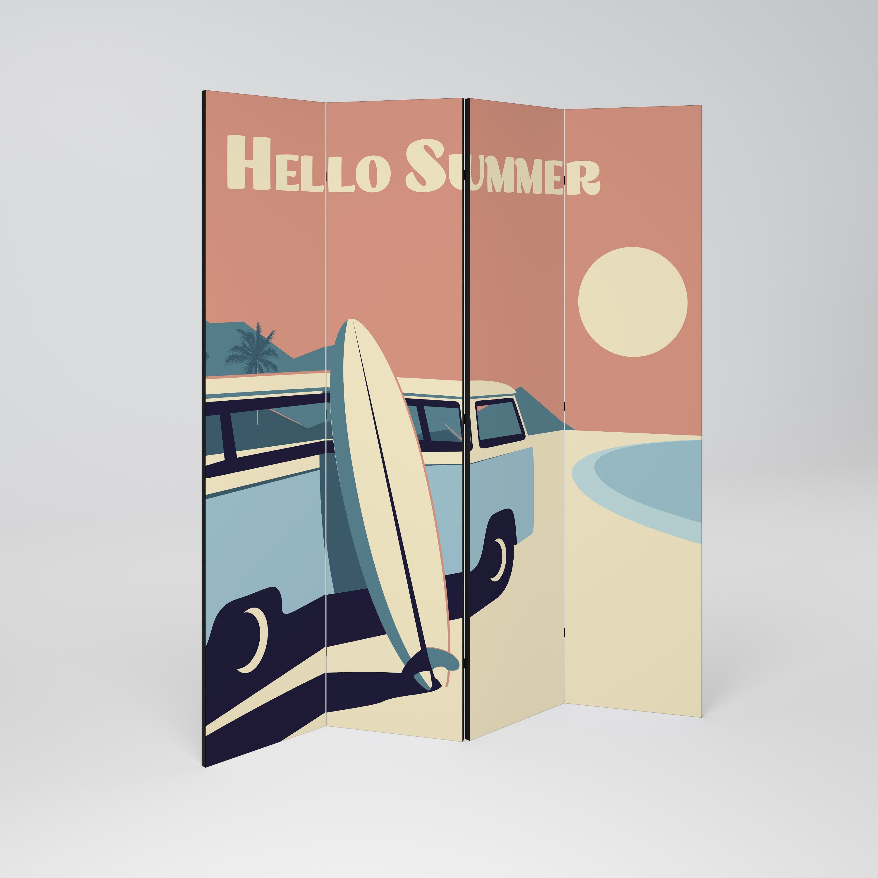 HELLO SUMMER Decorative 4-Panel Room Divider