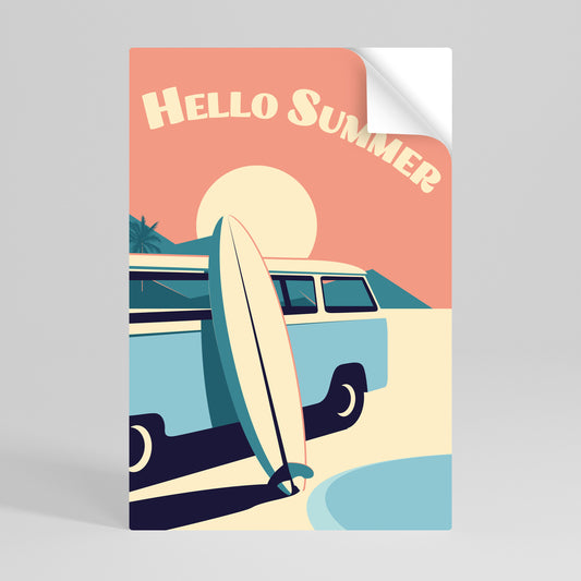 HELLO SUMMER Αυτοκόλλητη Αφίσα κάθετη
