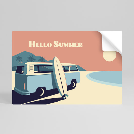 HELLO SUMMER Αυτοκόλλητη Αφίσα οριζόντια