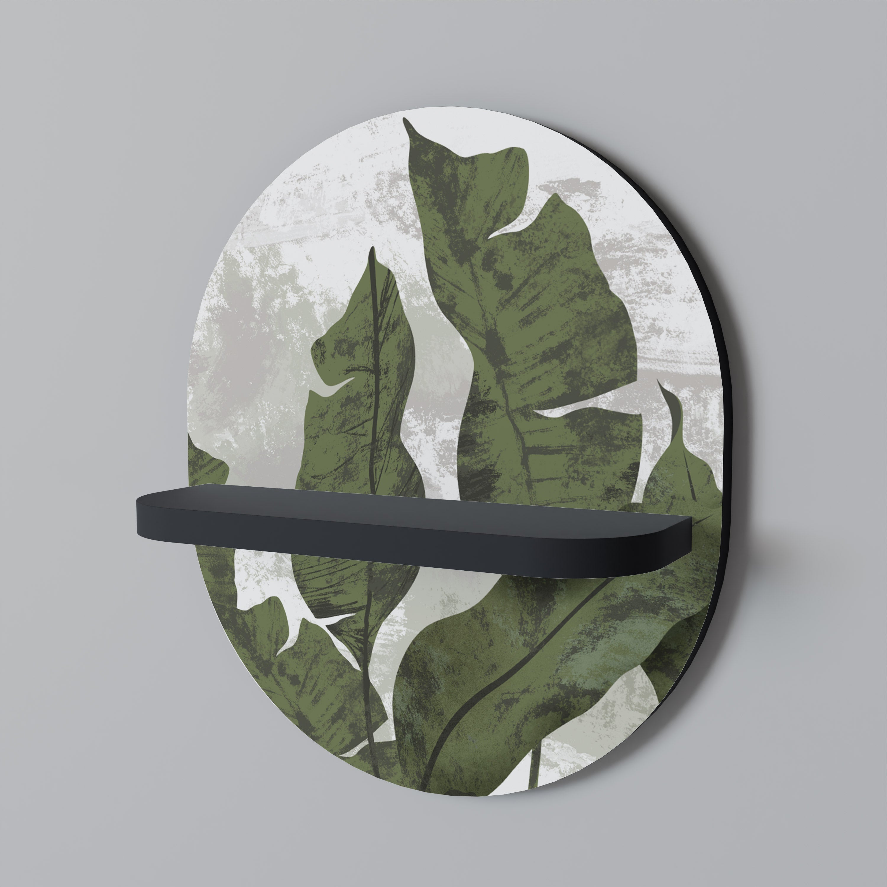 LEAF ECHO Οβάλ Ράφι Τέχνης σε Μαύρο Φινίρισμα