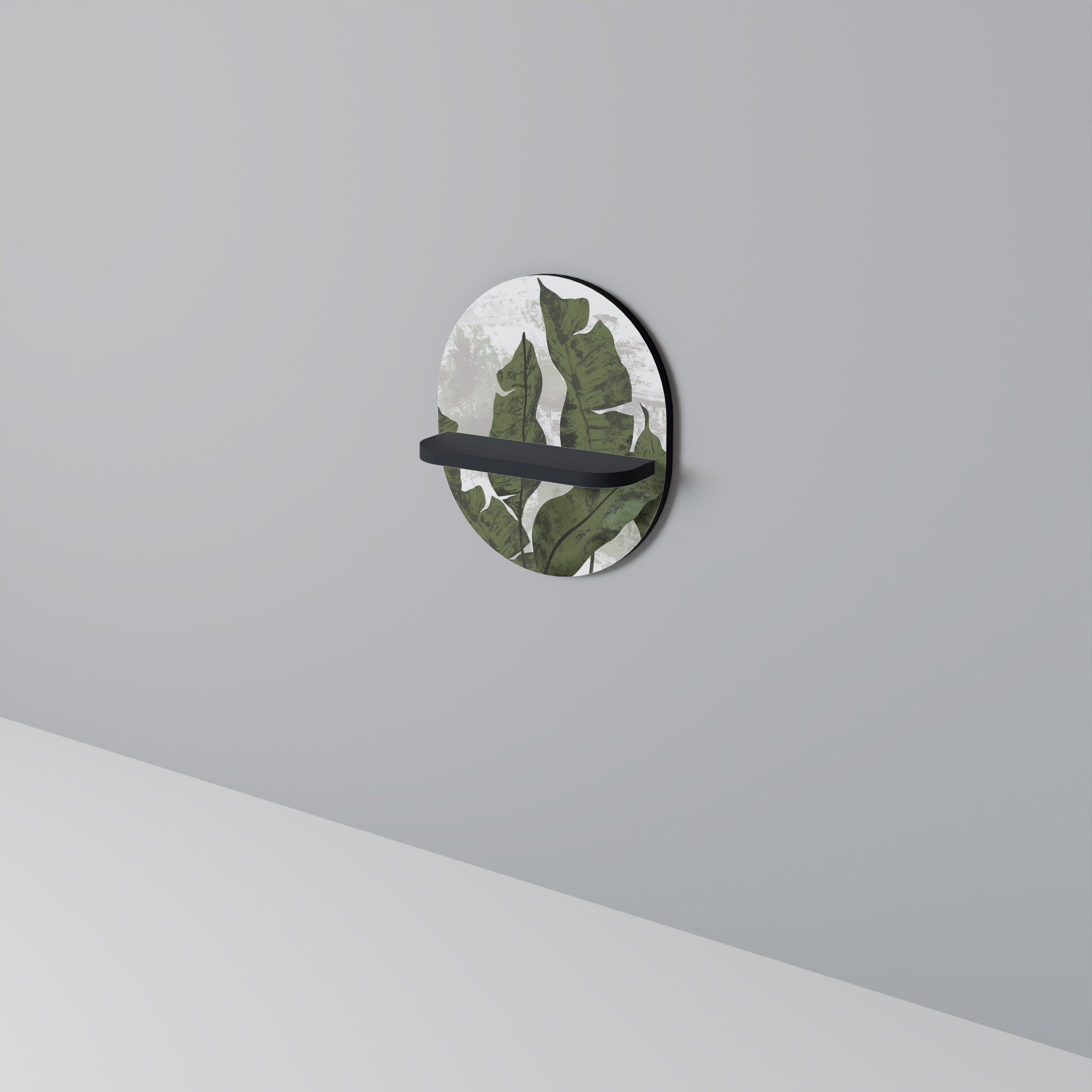 LEAF ECHO Οβάλ Ράφι Τέχνης σε Μαύρο Φινίρισμα