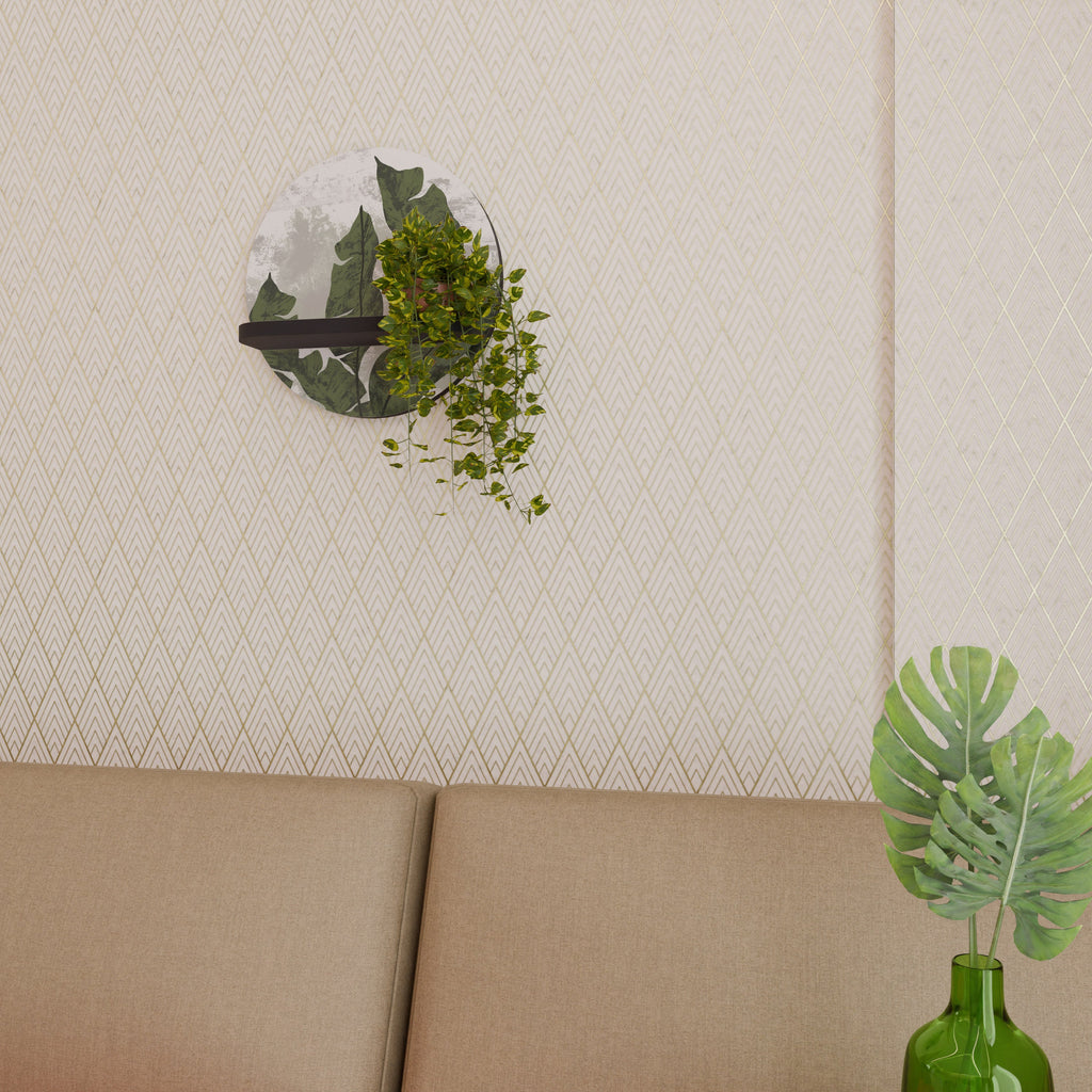 LEAF ECHO Round Art Shelf In Black Finish