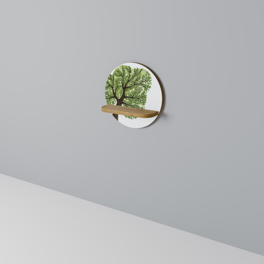 WILDERNESS DASH Round Art Shelf In Oak Effect