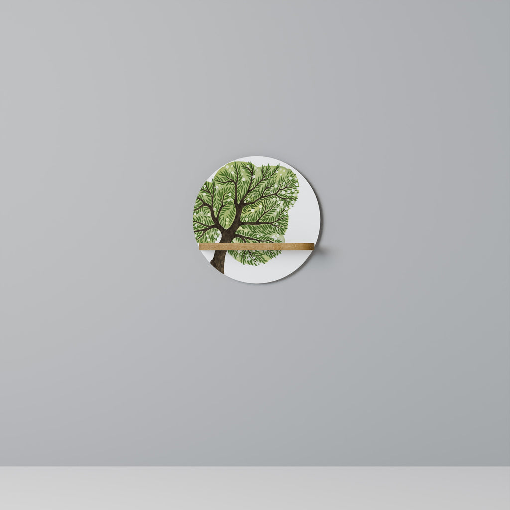WILDERNESS DASH Round Art Shelf In Oak Effect