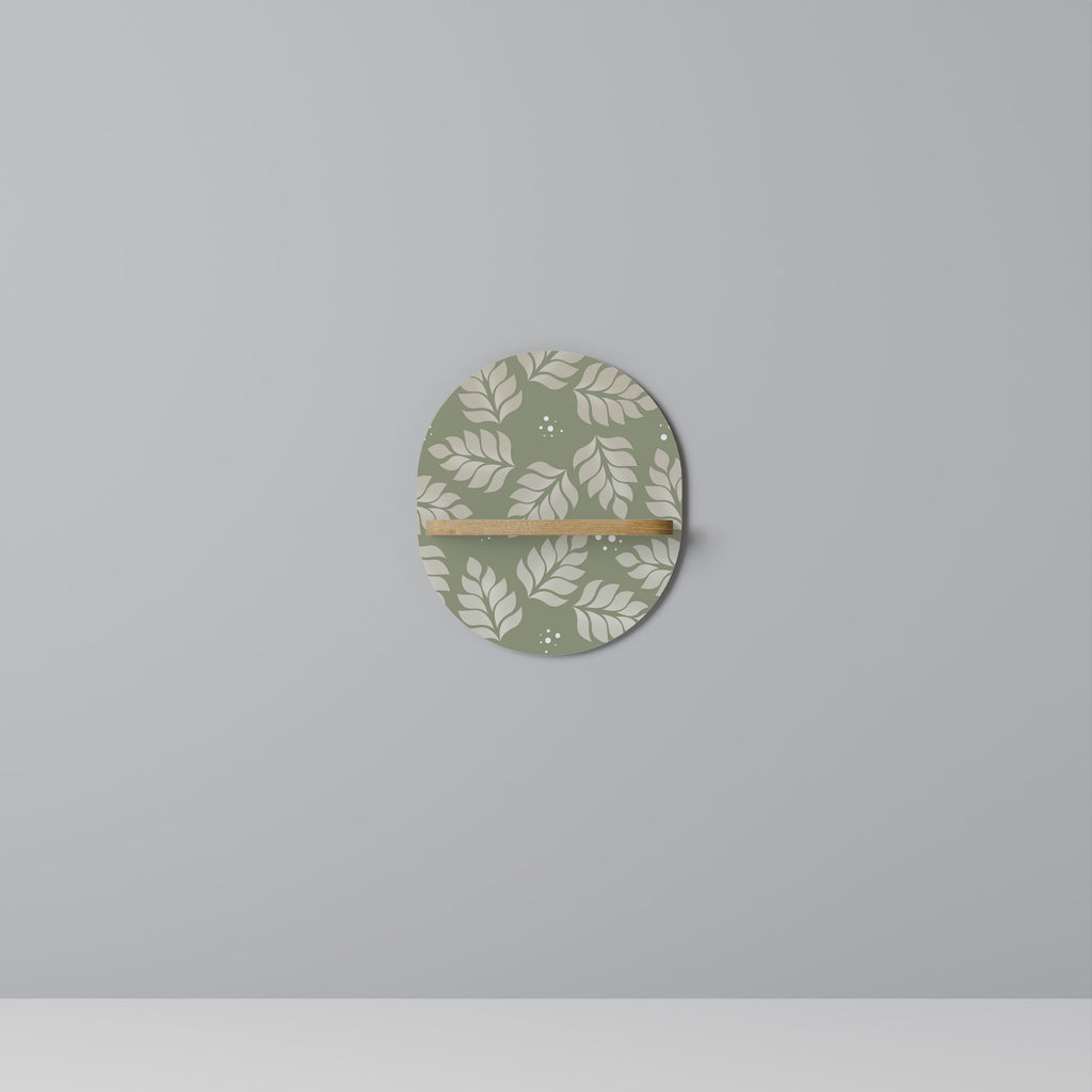 LEAVES ON GREEN Oval Art Shelf In Oak Effect
