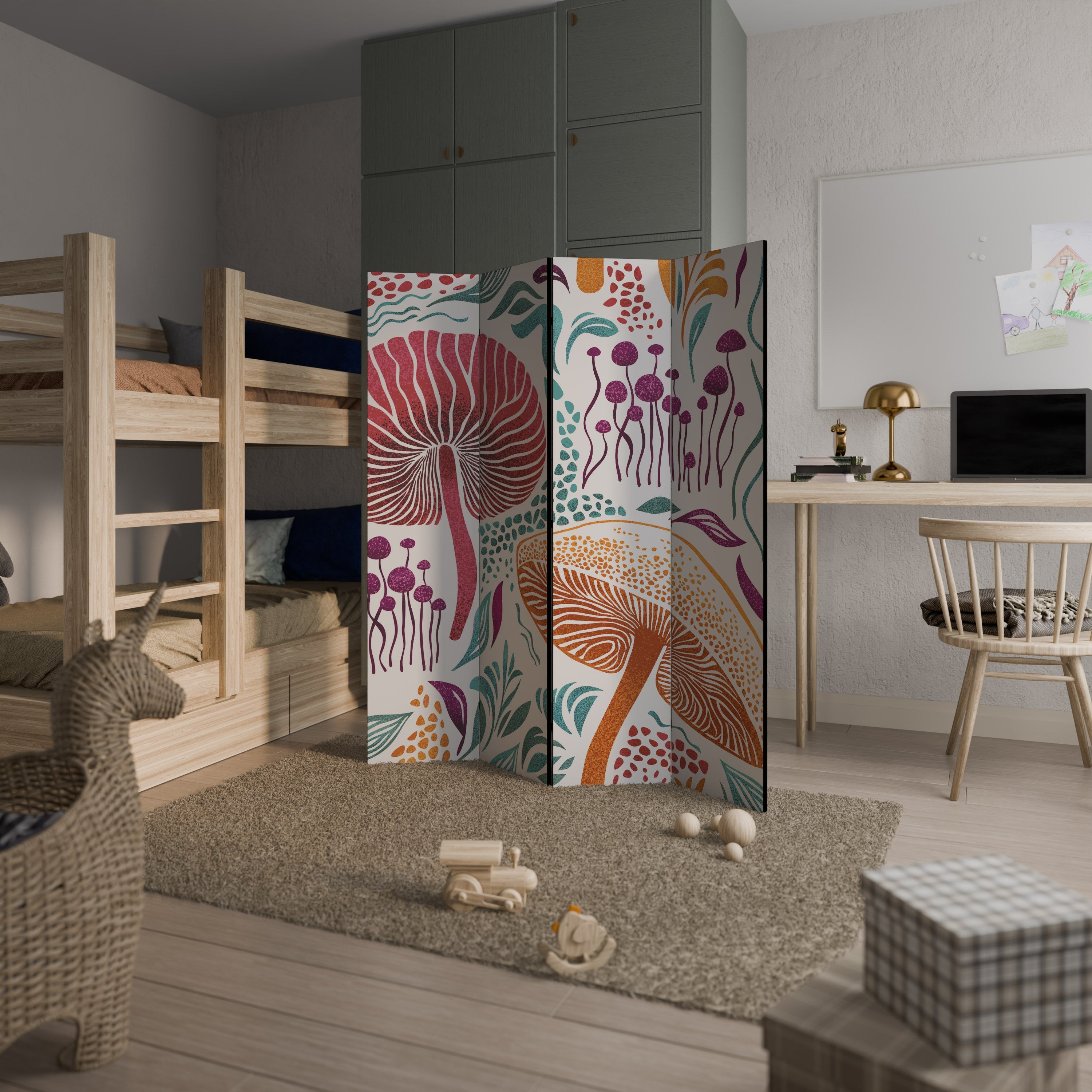FUNGUS FANTASY Decorative 4-Panel Room Divider