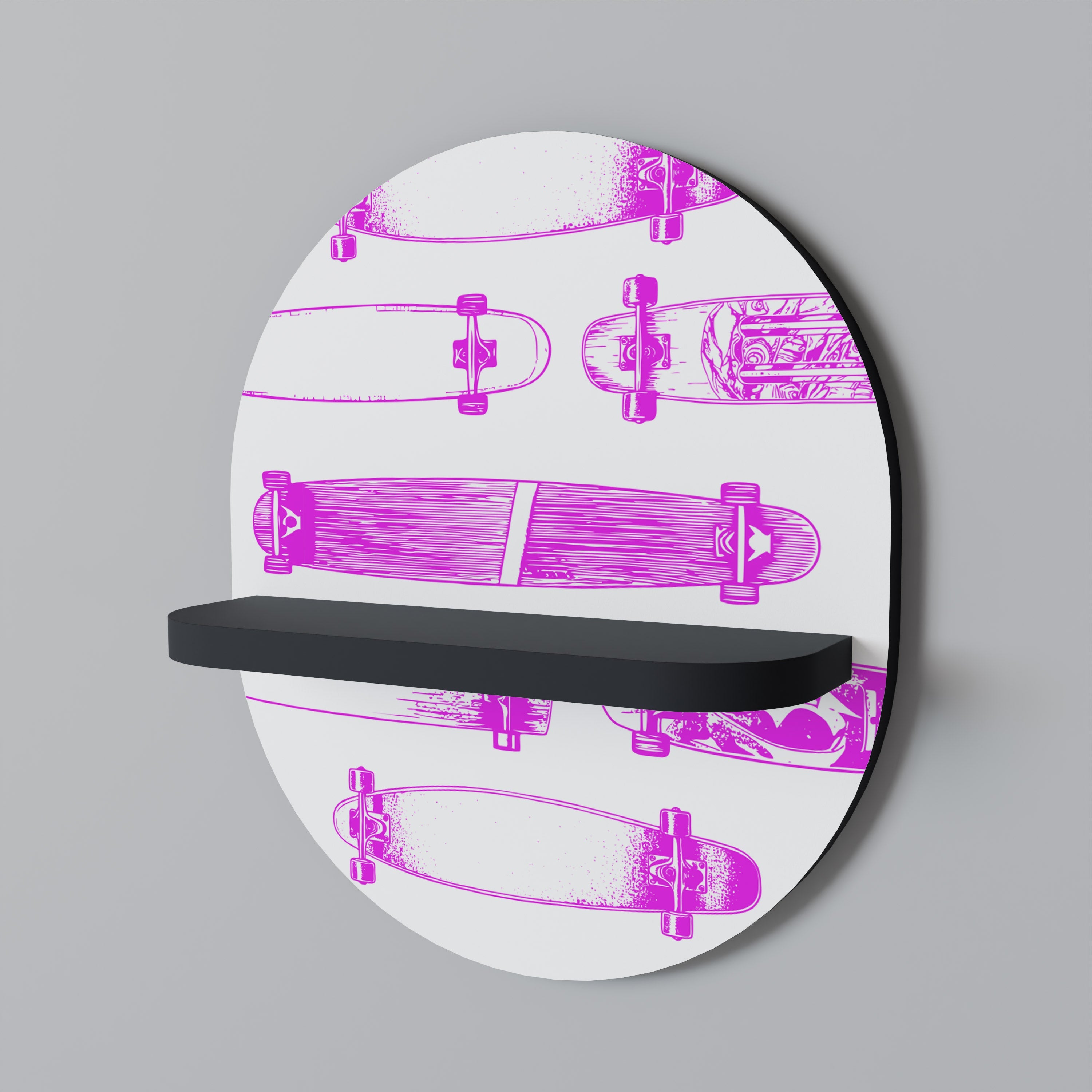 Οβάλ Ράφι Σχεδίου για Σκίτσο Skateboard σε Μαύρο Φινίρισμα