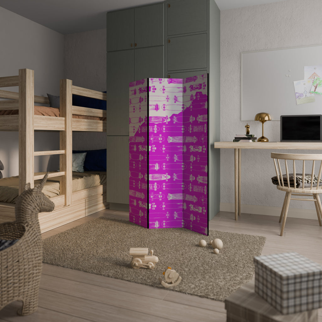 SKATEBOARD MAGENTA Διακοσμητικό παραβάν με 3 πάνελ