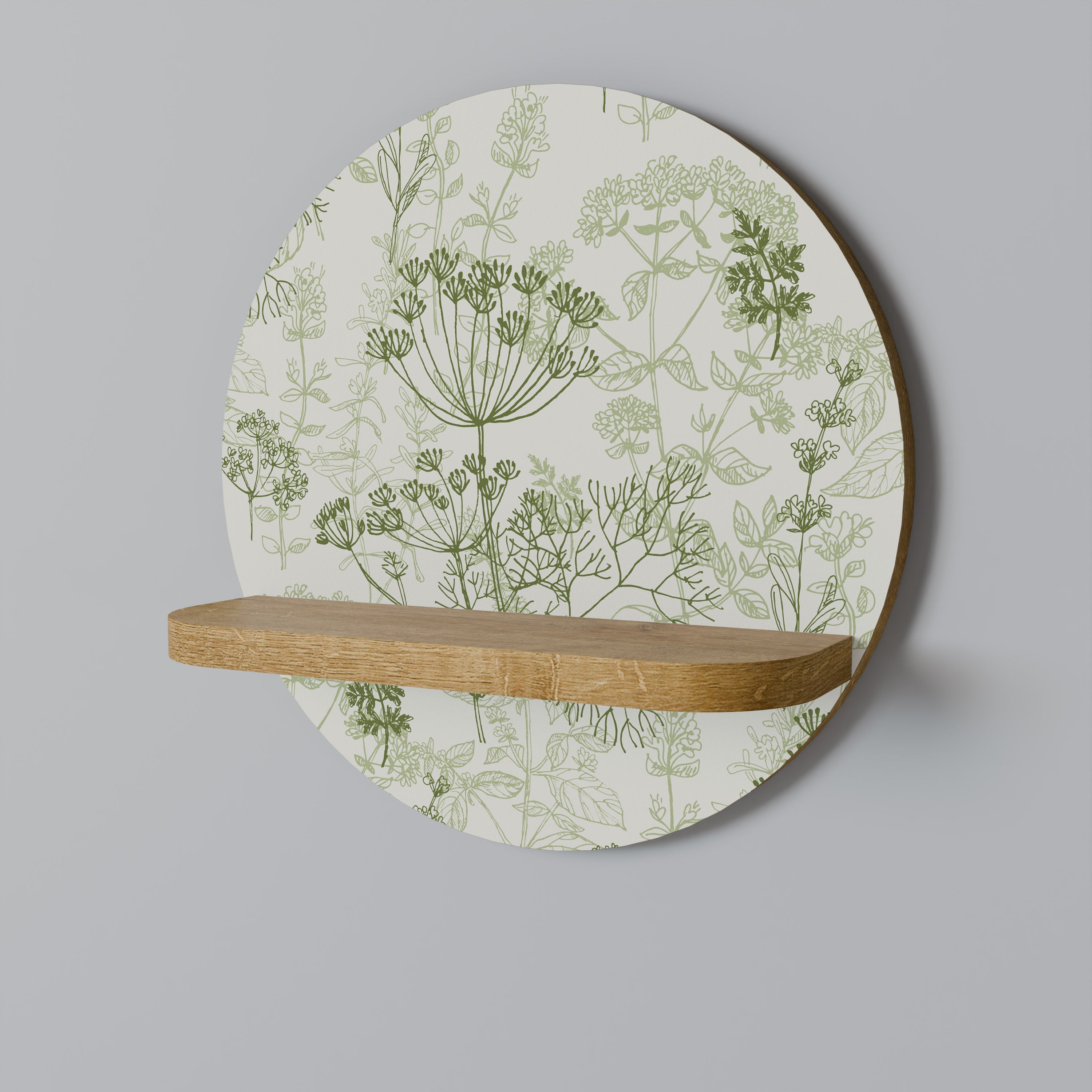 FENNEL BALDACHIN Round Art Shelf In Oak Effect