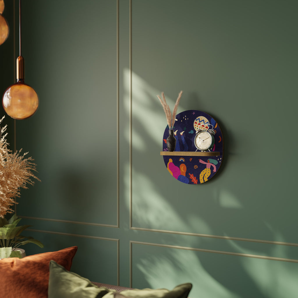 FESTIVE PLEASURES Oval Art Shelf In Oak Effect